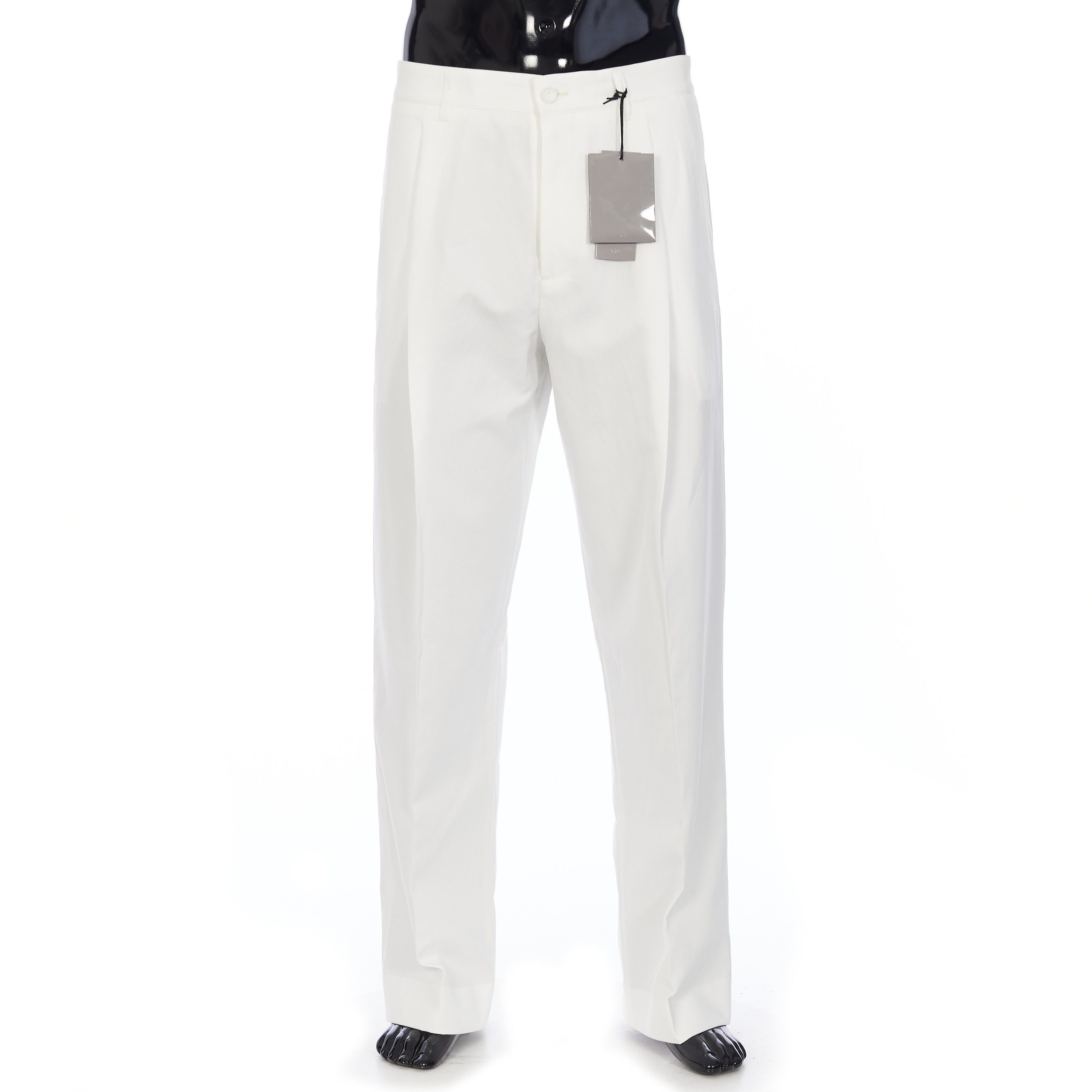 image of Dior Cropped Chino Pants In White Cotton Faille, Men's (Size 32)
