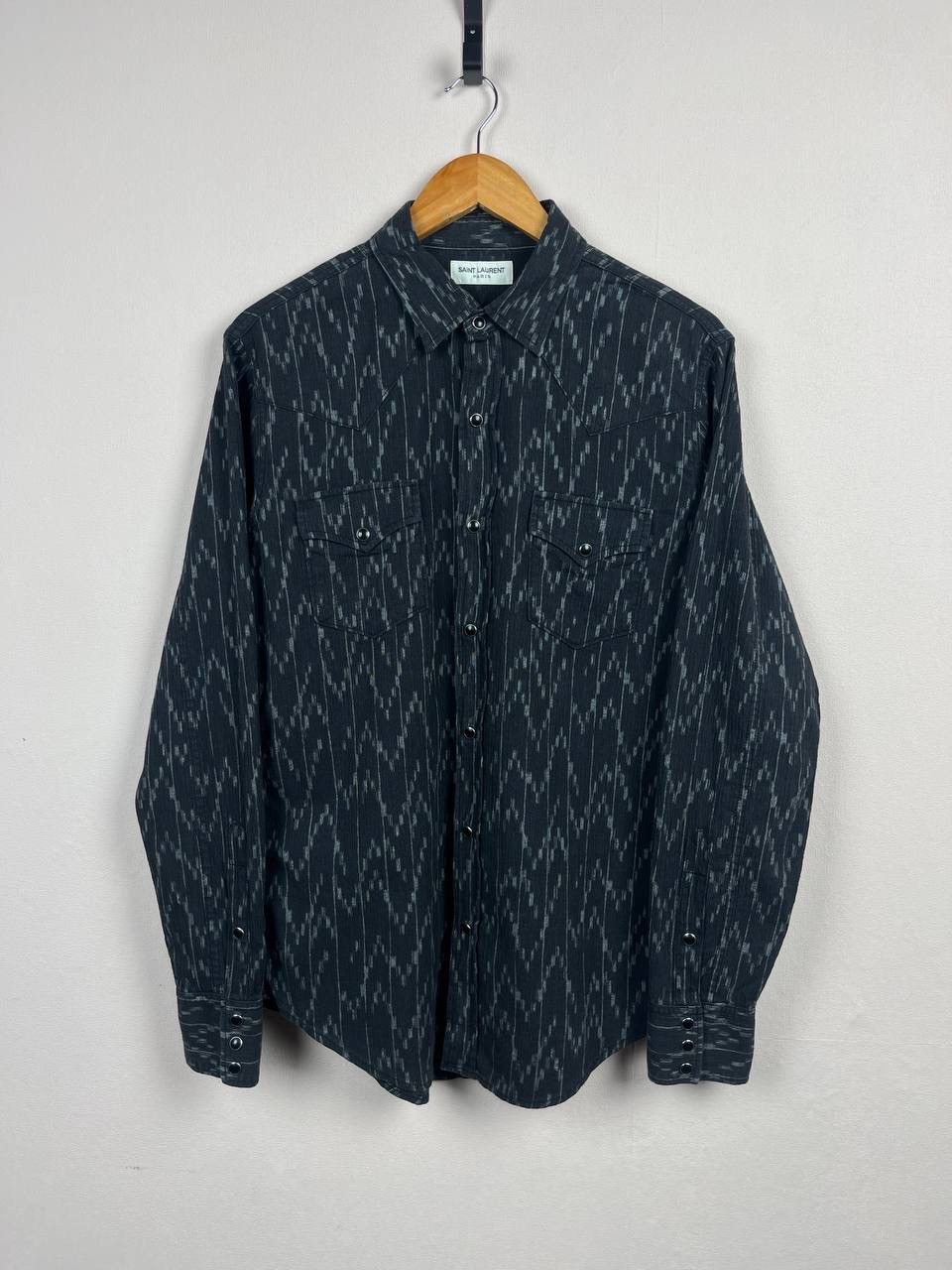 Saint Laurent Paris Saint Laurent Paris Black Gray Abstract Pattern Shirt Size US S / EU 44-46 / 1 - 4 Thumbnail