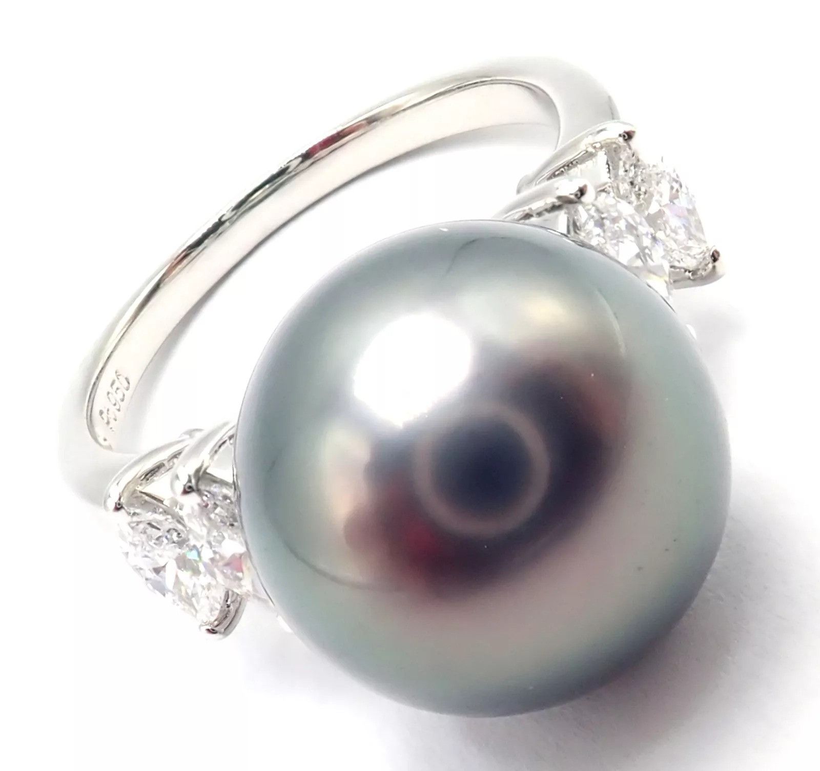 Mikimoto Authentic! Mikimoto Platinum Tahitian Pearl Diamond Ring Size ONE SIZE - 11 Thumbnail