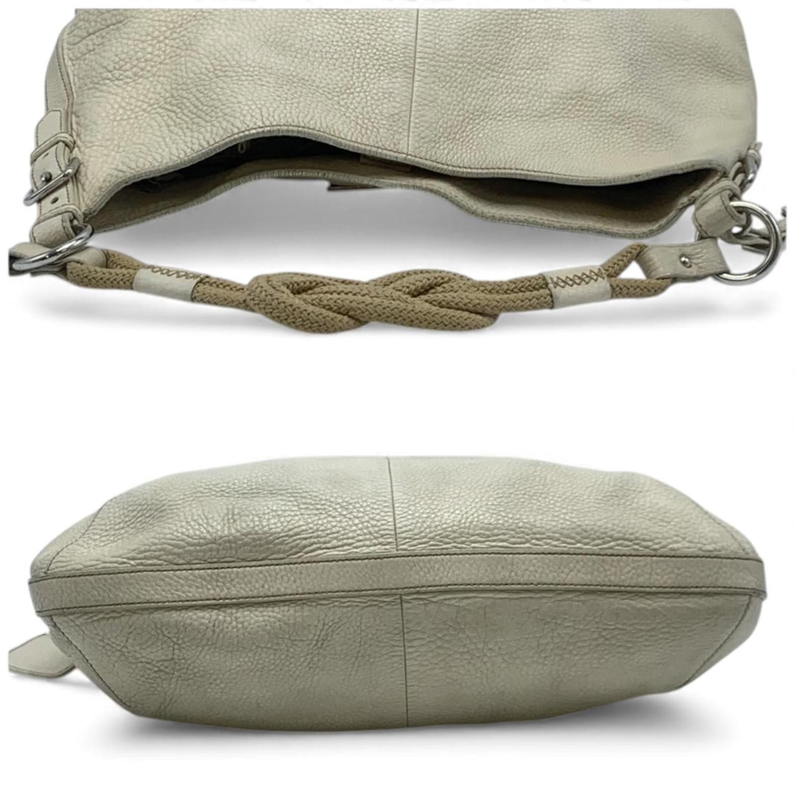 Prada Prada - Light Grey Leather Hobo Shoulder Bag Size ONE SIZE - 4 Thumbnail