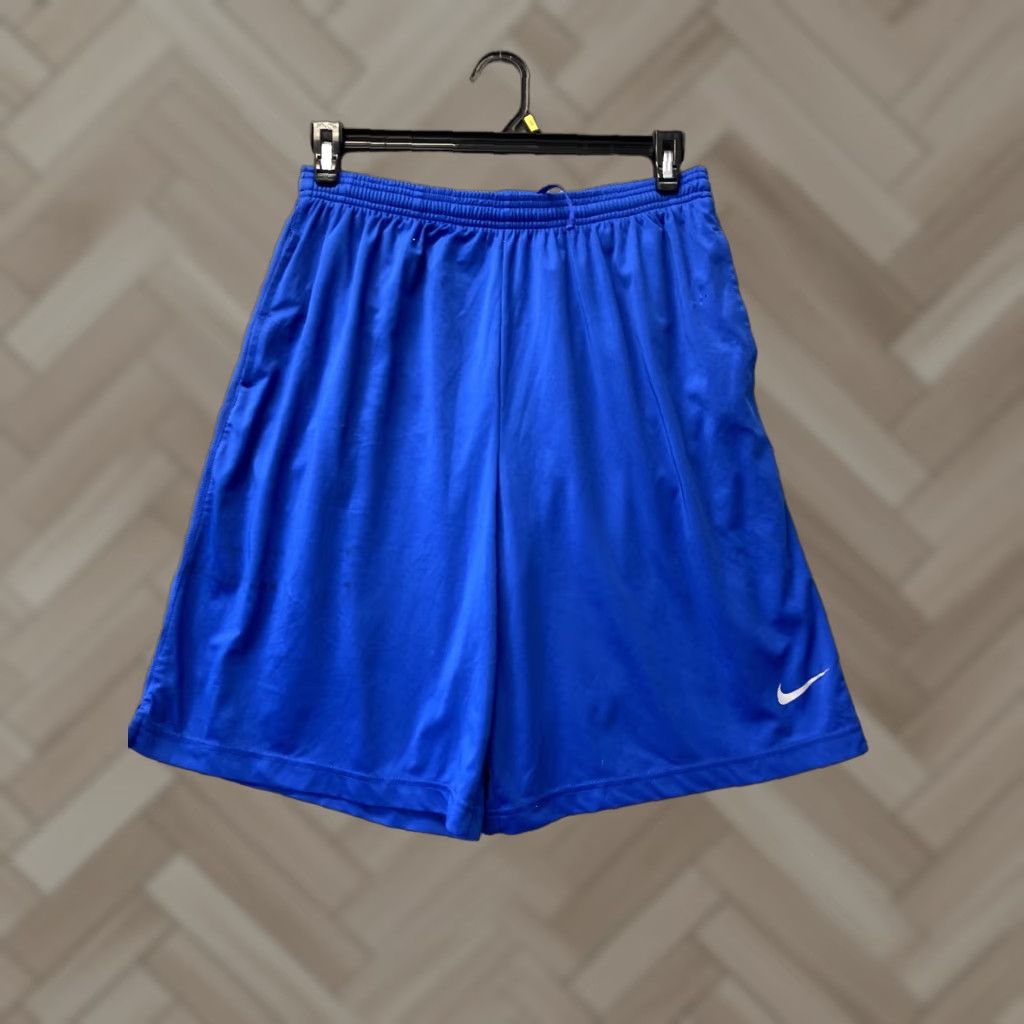 Nike NIKE Dri-Fit Blue Shorts Men's Large Elastic Waist Solid Sports Regular Inseam 8 Size US 33 - 1 Thumbnail