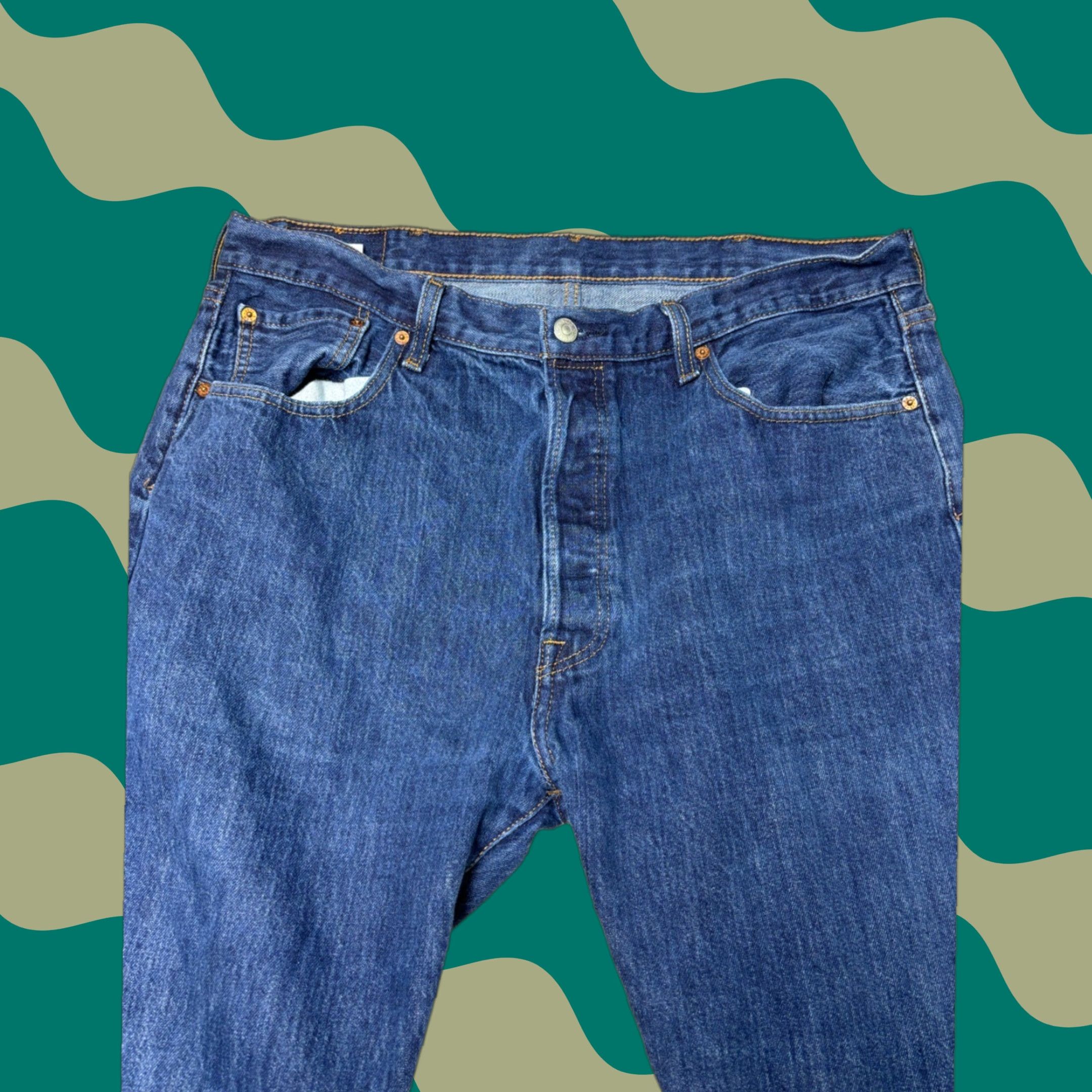 Denime VINTAGE Levi Strauss 501 Jeans Men 38x34 Dark Wash Denim Button Fly Straight Mens Size US 38 / EU 54 - 1 Thumbnail