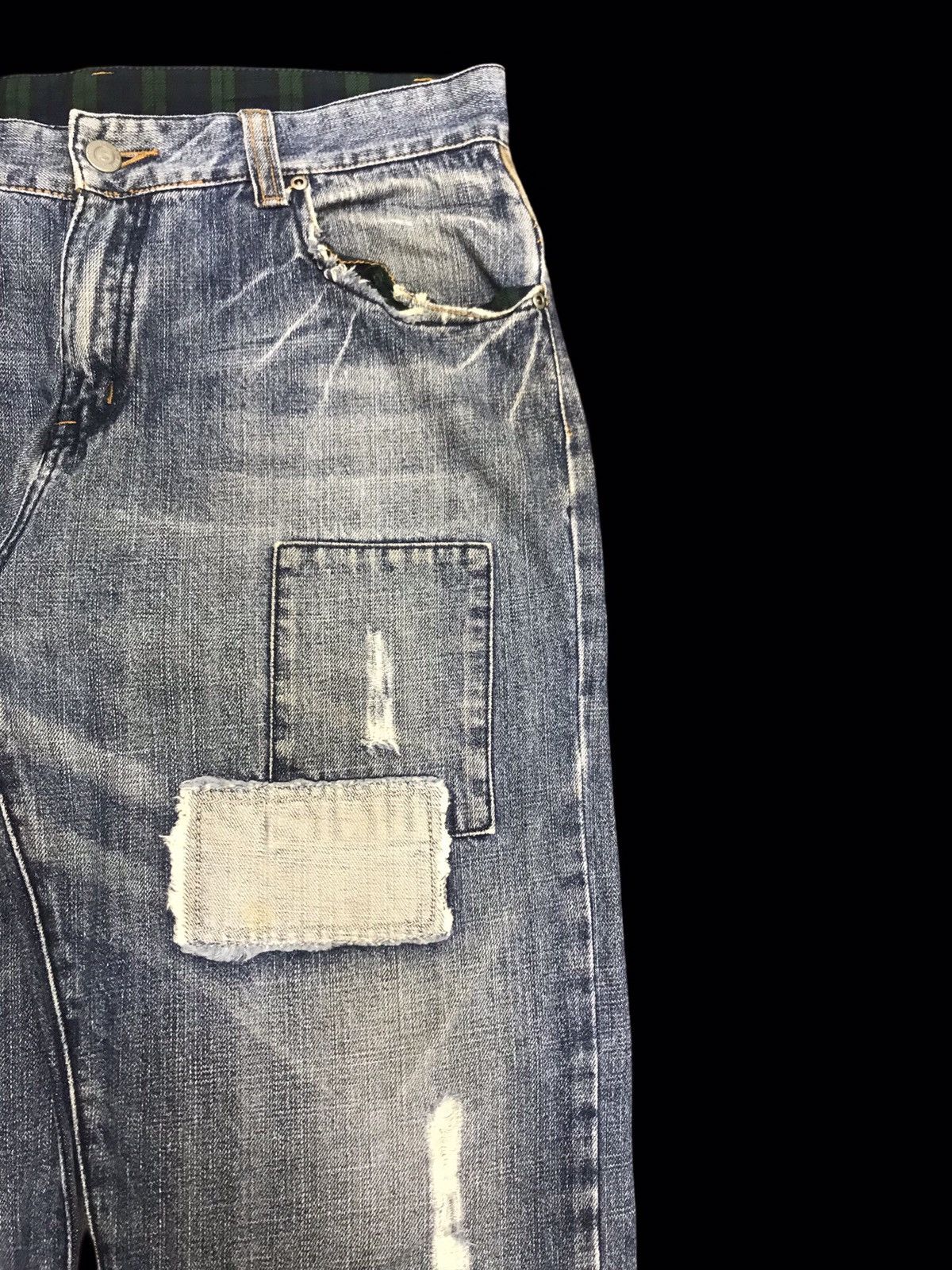 Japanese Brand 💥DENIM ART💥SACRIFICE Japan Destroyed Patchwork Denim F156 Size US 34 / EU 50 - 3 Thumbnail