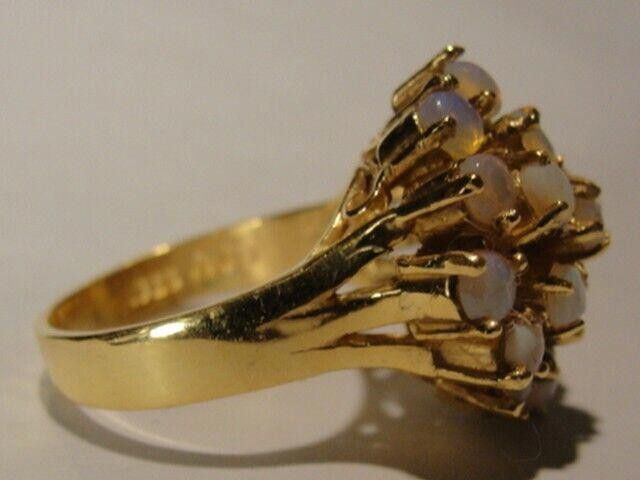 Handmade Cluster Sterling 18kt Gold Vermeil Cocktail Ring Cabochons Size ONE SIZE - 2 Thumbnail