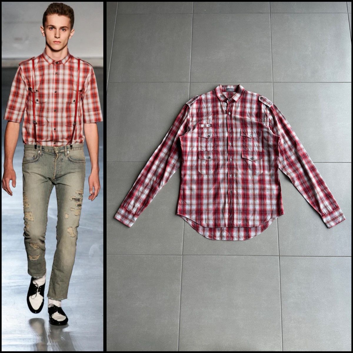 Dior homme 05SS シャツ 総柄 袖デザイン エディスリマン XS 2003年