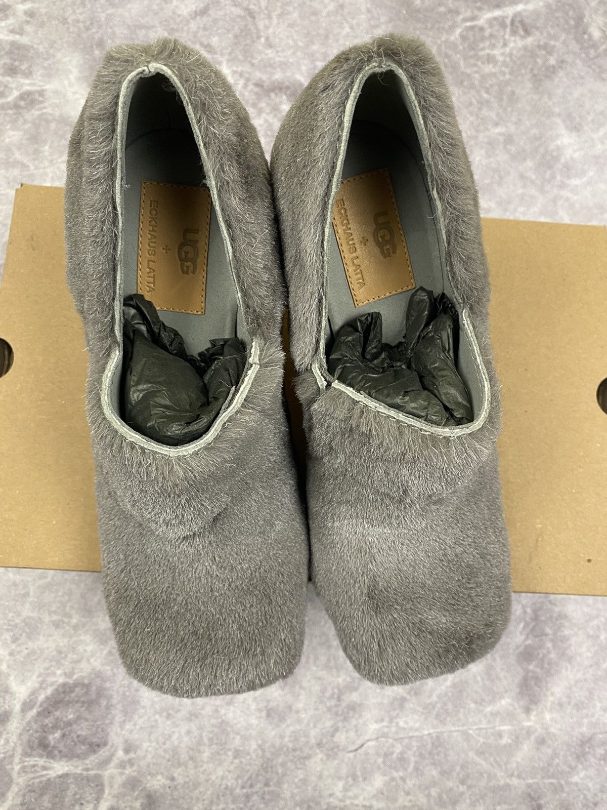 Eckhaus Latta Ugg x Eckhaus Latta Grey Fur Cone Heels Mules Size US 7 / IT 37 - 2 Thumbnail