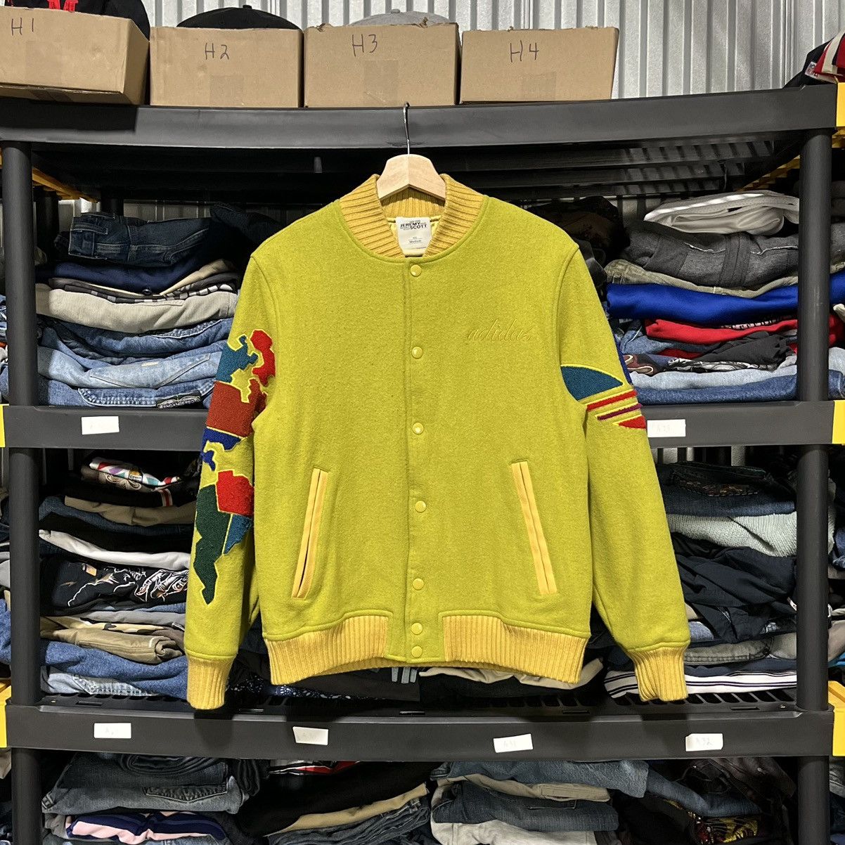 Jeremy Scott JEREMY SCOTT ADIDAS GLOBE VARSITY JACKET GREEN MEDIUM SAMPLE Size US M / EU 48-50 / 2 - 2 Thumbnail