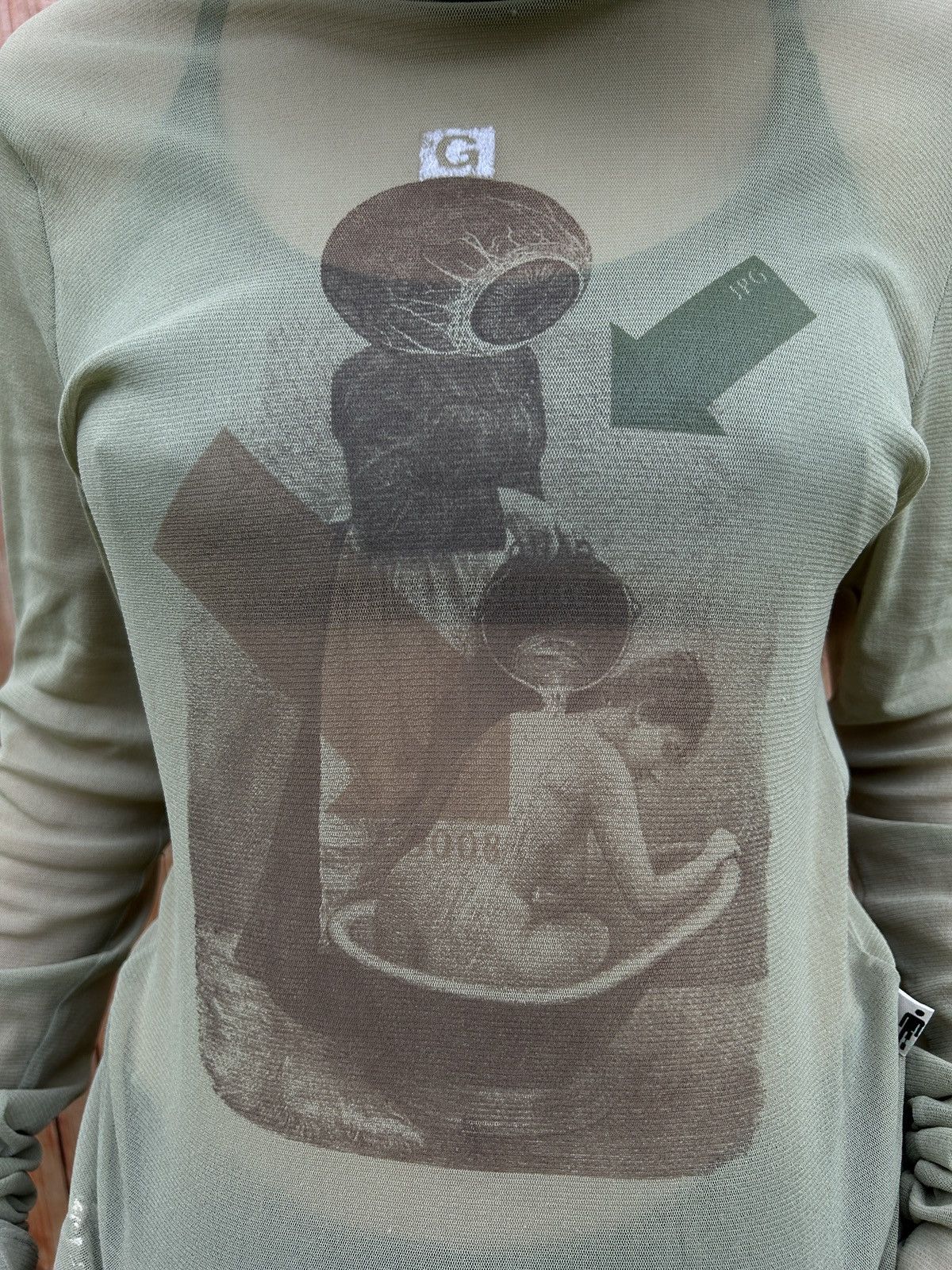 Jean Paul Gaultier JPG Jean Paul Gaultier Eye Bathing Woman Mesh Turtleneck Top Size L / US 10 / IT 46 - 2 Thumbnail