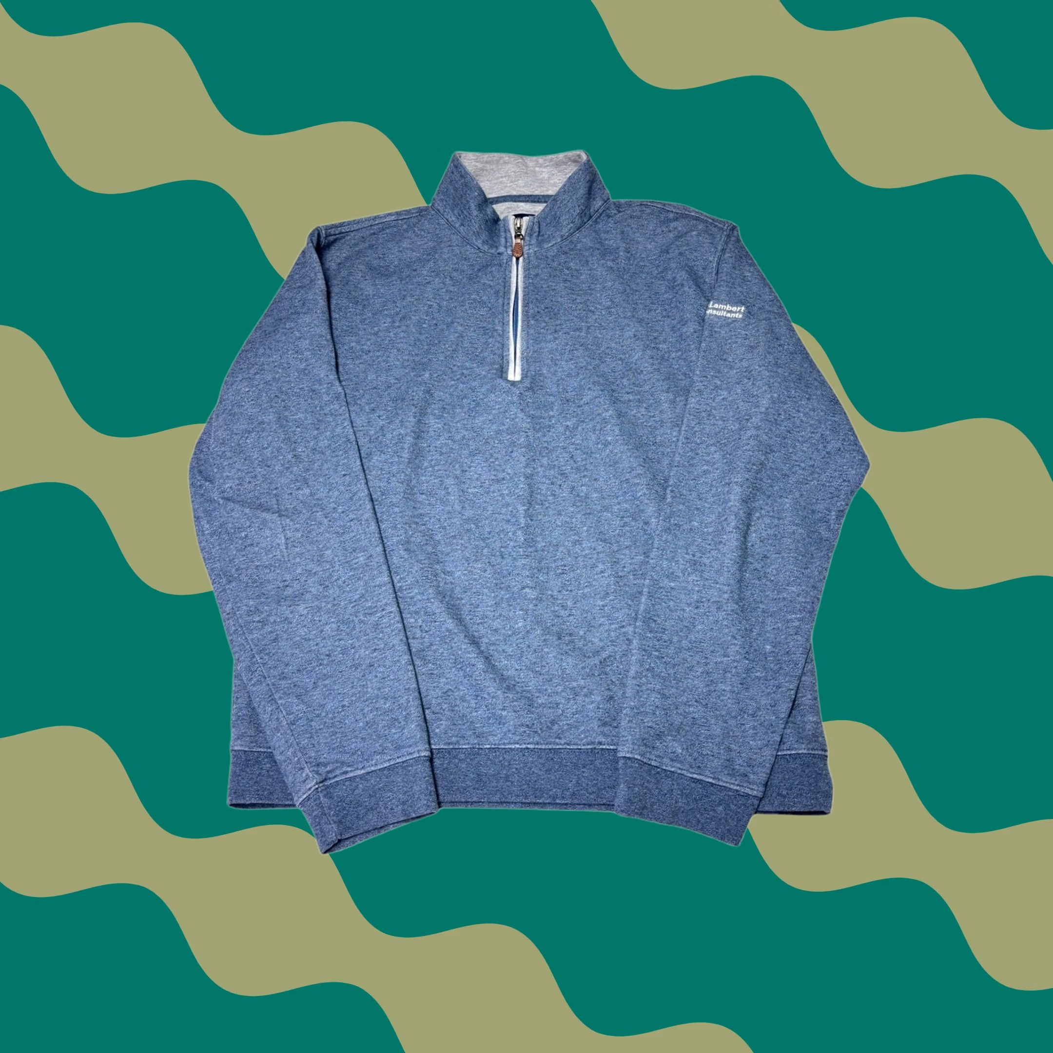 johnnie-O Johnnie-O Pullover Mens Medium Blue Heather Quarter Zip Logo Johnson Lambert Size US M / EU 48-50 / 2 - 1 Thumbnail
