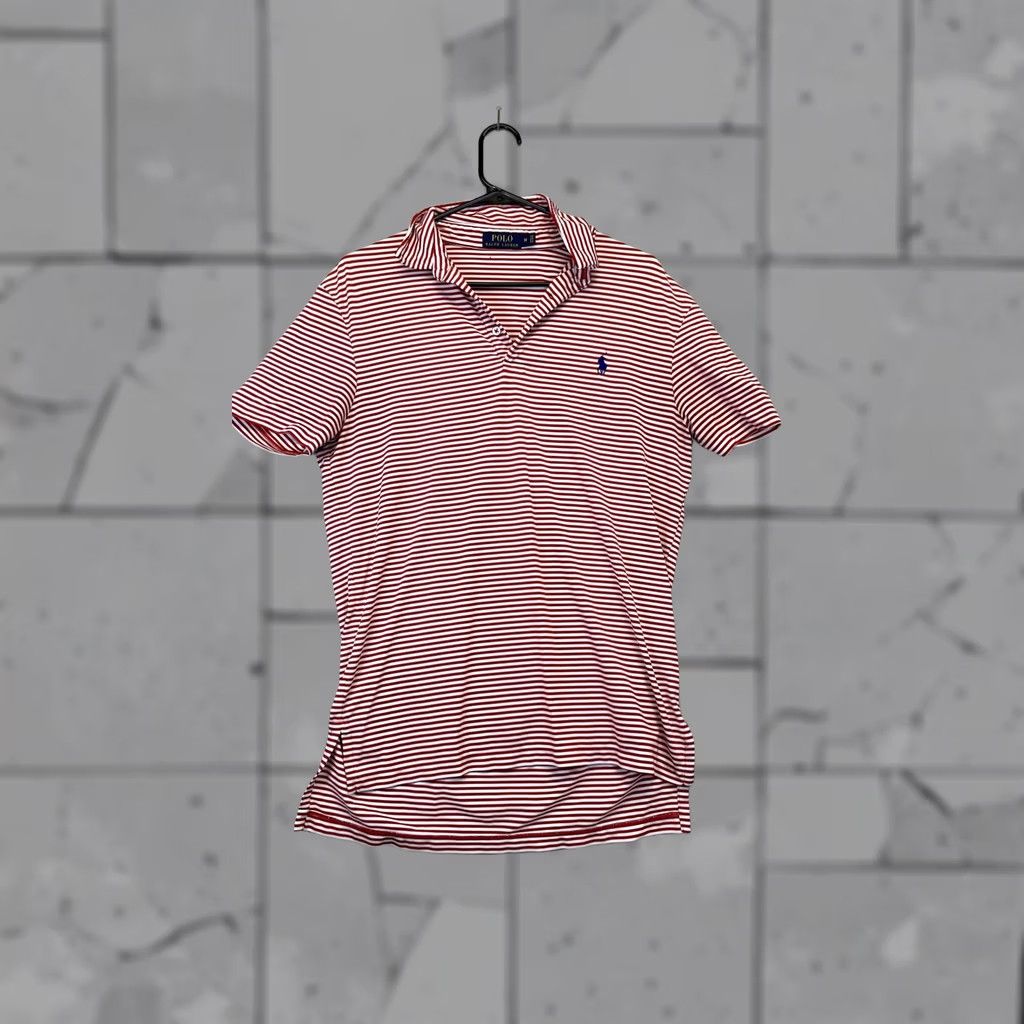 Polo Ralph Lauren Polo Ralph Lauren Mens Medium Polo Shirt Red White Striped Blue Pony Logo Golf Size US M / EU 48-50 / 2 - 1 Thumbnail