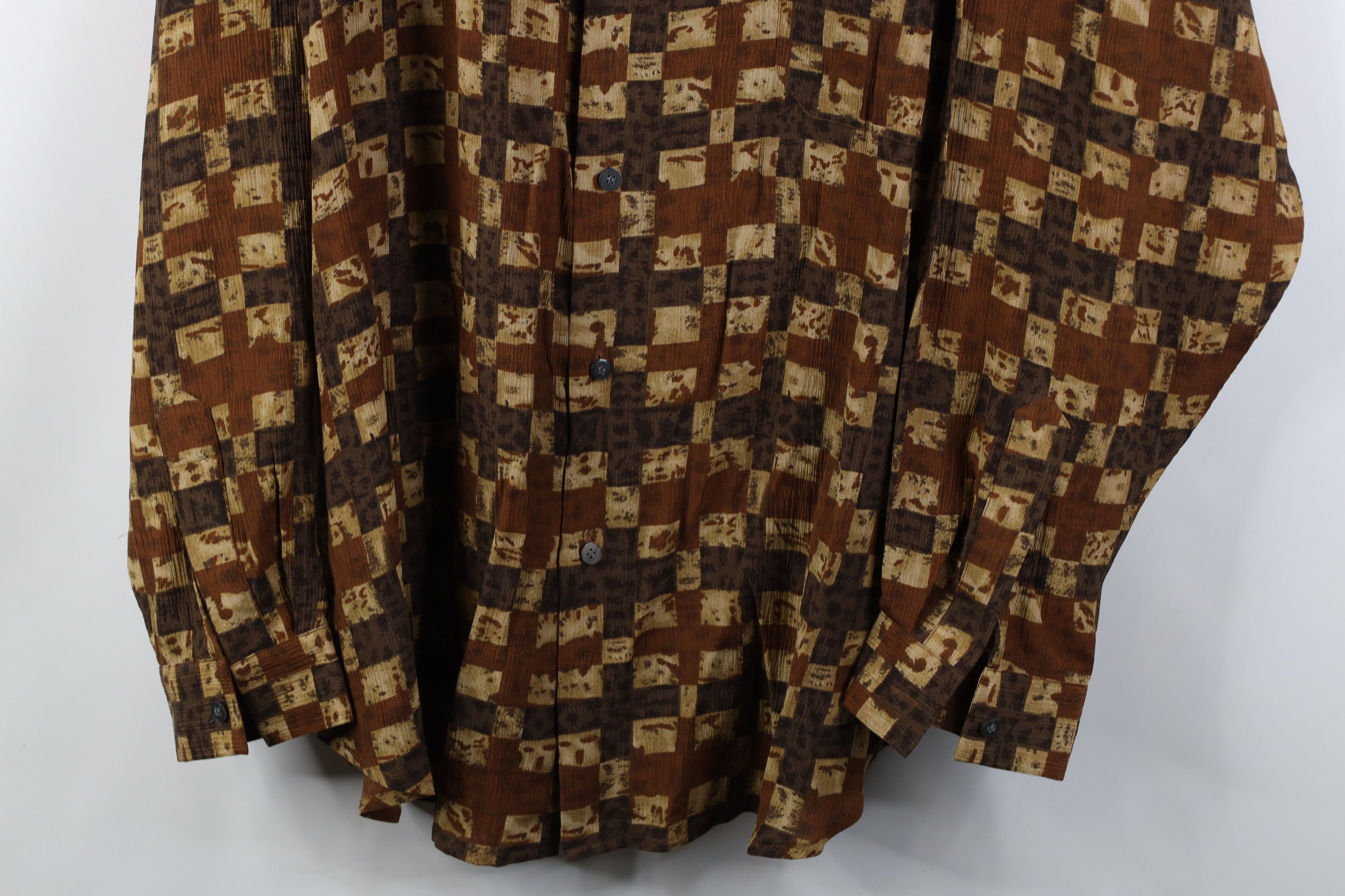 Vintage Vintage 90s Streetwear Checkered Band Collar Button Shirt Size US L / EU 52-54 / 3 - 3 Thumbnail