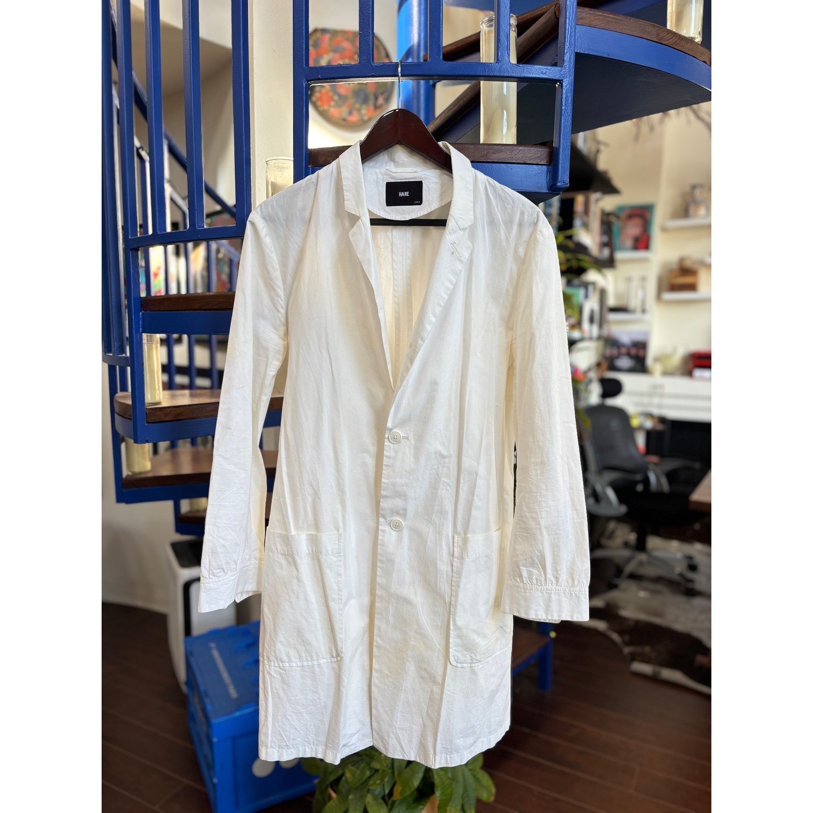 HARE HARE Japan White Lightweight Tailored Coat Size L Size US L / EU 52-54 / 3 - 1 Thumbnail