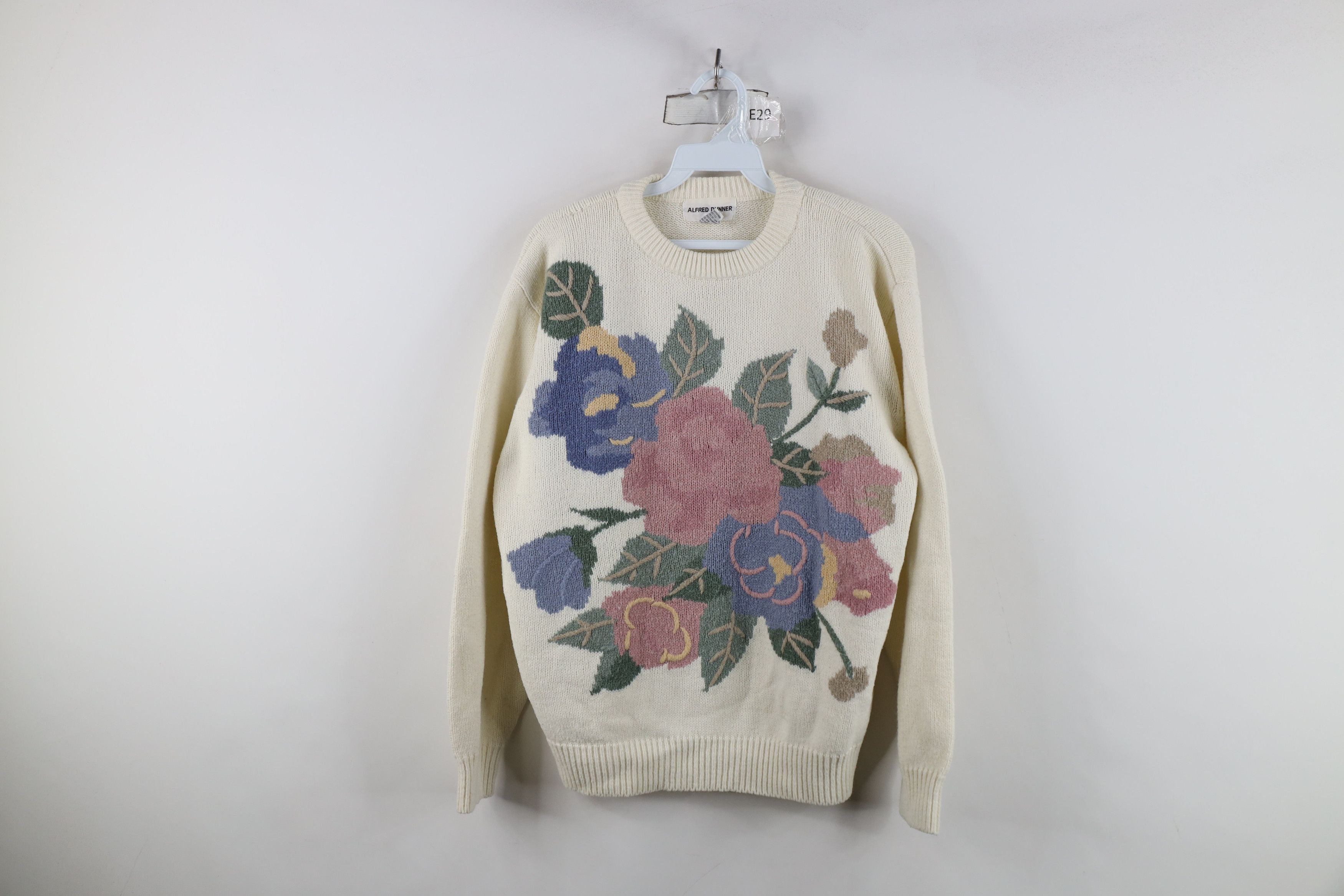 Vintage Vintage 90s Streetwear Flower Floral Knit Crewneck Sweater Size L / US 10 / IT 46 - 1 Thumbnail