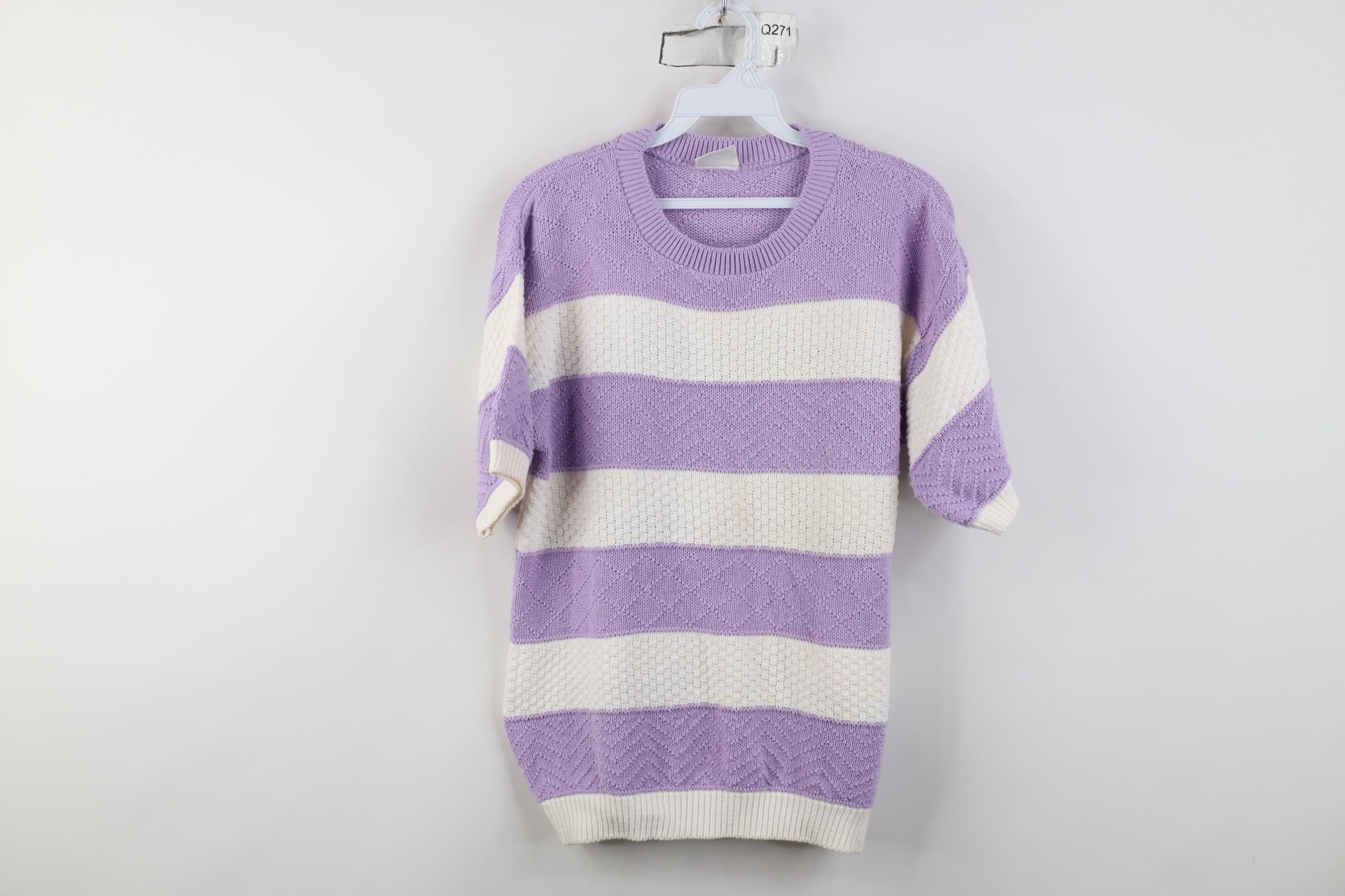 Vintage Vintage 90s Streetwear Block Knit Short Sleeve Sweater USA Size M / US 6-8 / IT 42-44 - 1 Thumbnail