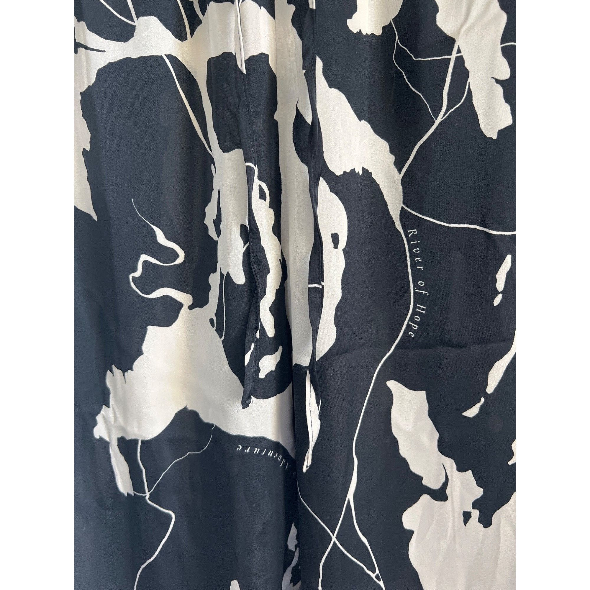 H&M H&M Silky Drawstring Pants Black & Ivory Wide Leg Size 25" / US 0 / IT 36 - 3 Thumbnail