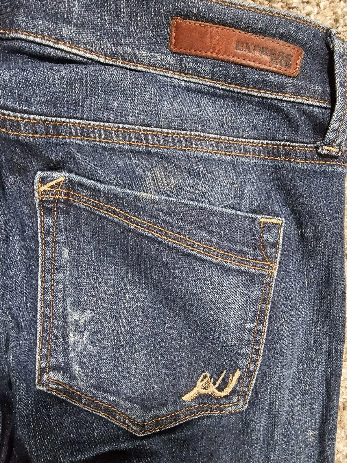Express Express jeans legging midrise 4R Distressed destroyed Size 27" / US 4 / IT 40 - 10 Thumbnail