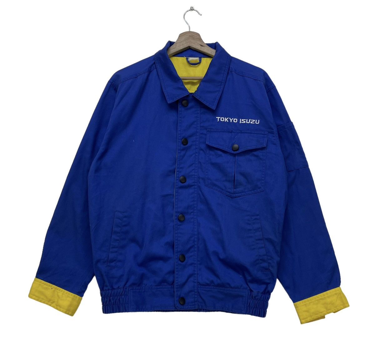 image of Racing x Sports Specialties Vintage Tokyo Isuzu Workwear Jacket in Blue, Men's (Size Medium)