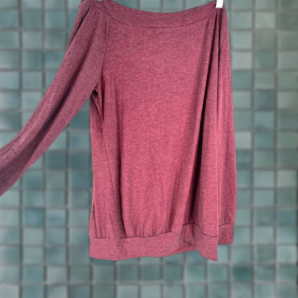 Alife Halife Off Shoulder Blouse Top M Women's Maroon Long Sleeve Asymmetrical Pullover Easy Care Party Jersey Size M / US 6-8 / IT 42-44 - 1 Thumbnail