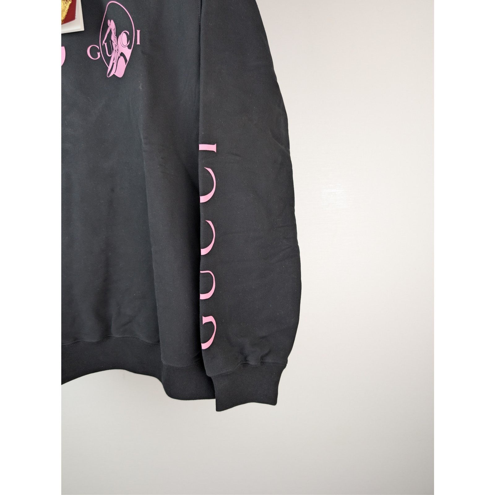 Gucci o1rshd1 Printed Logo Cotton Sweatshirt in Black / Light Pink Size US L / EU 52-54 / 3 - 6 Thumbnail