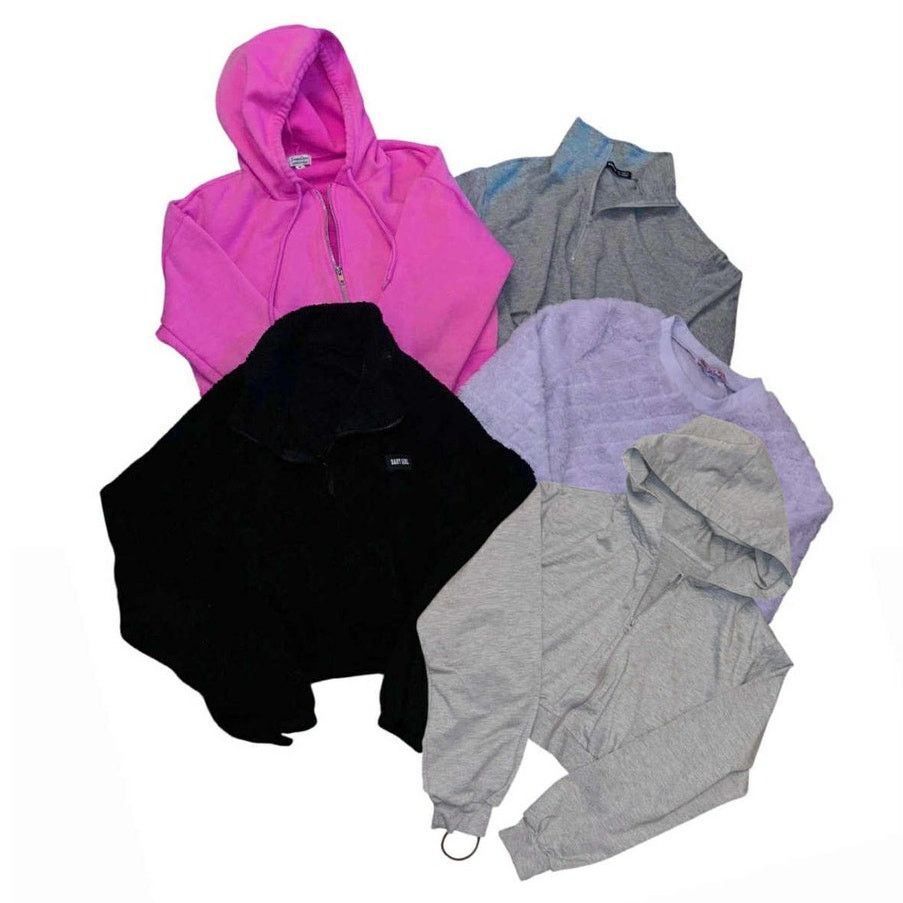 Other Lot of 5 Women's Crop Sweatshirts/Hoodies Sherpa Fuzzy Small Size S / US 4 / IT 40 - 1 Thumbnail