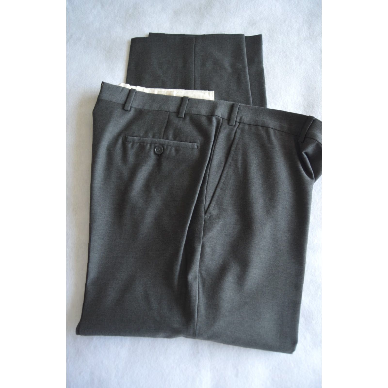 Vintage Chiari Angelico Italian Wool Pants Men 36S Flat Front Modern Gray Dress Pants Slimming Pockets Belt Loops Charismatic Office Mens) Size US 36 / EU 52 - 3 Thumbnail