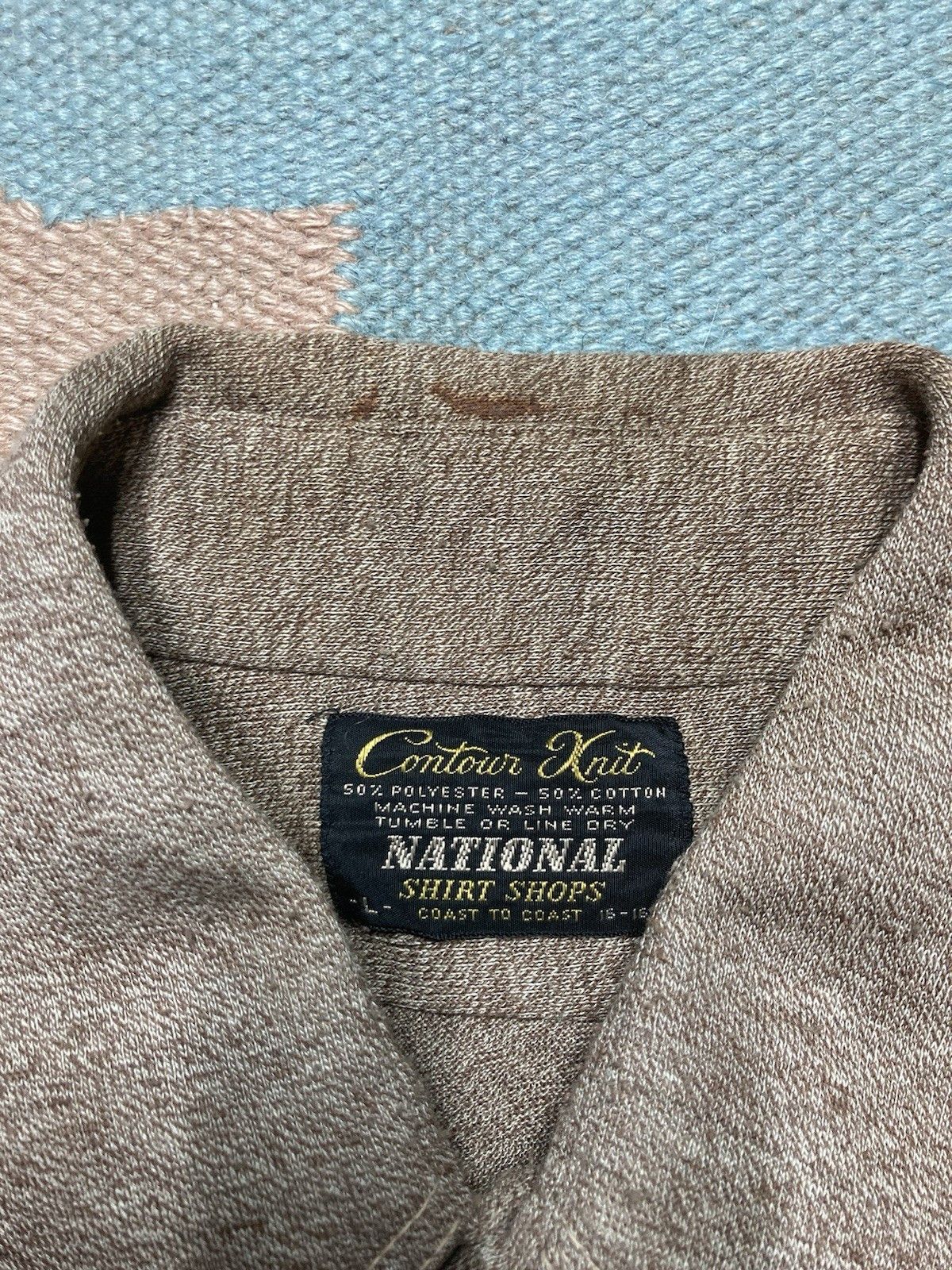 Vintage 60s long sleeve polo shirt poly cotton knit dagger collar L Size US L / EU 52-54 / 3 - 7 Thumbnail