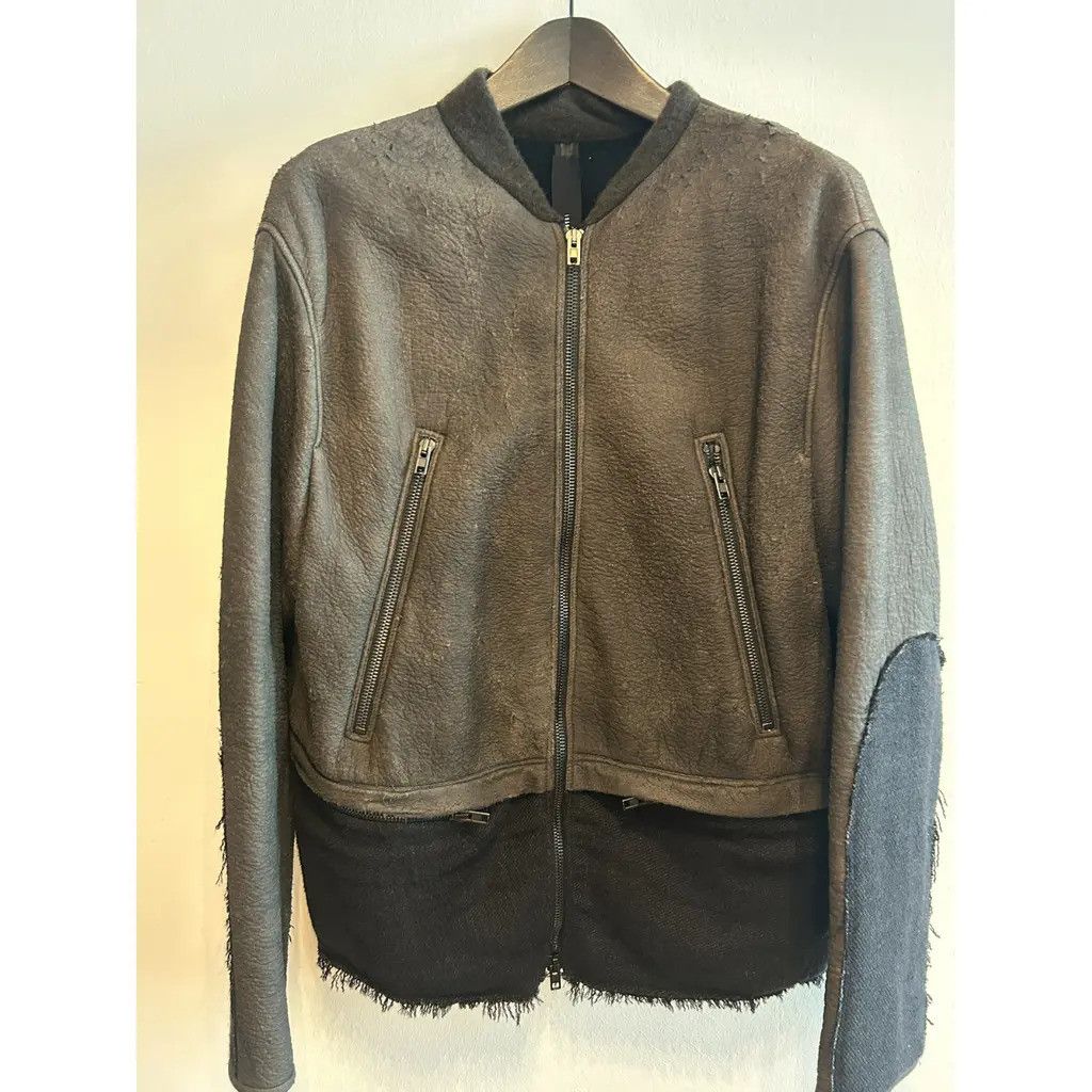 Isabel Benenato distressed leather jacket 48 50 52