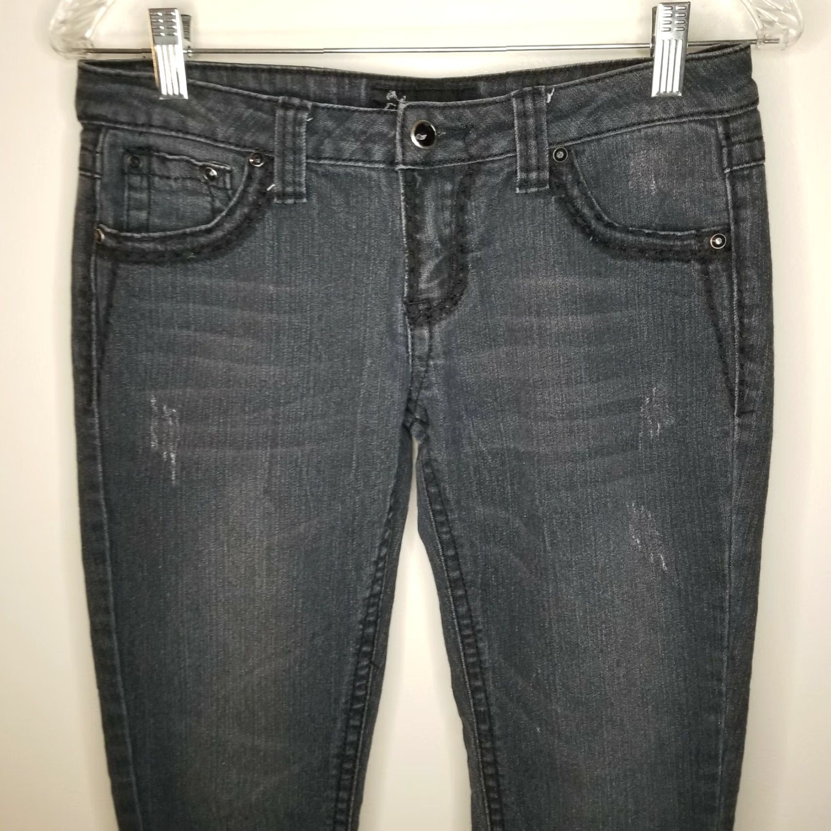 Vintage Eighty Eight Jeans Women Size 7 Skinny Distressed Black Womens Size 28" / US 6 / IT 42 - 2 Thumbnail