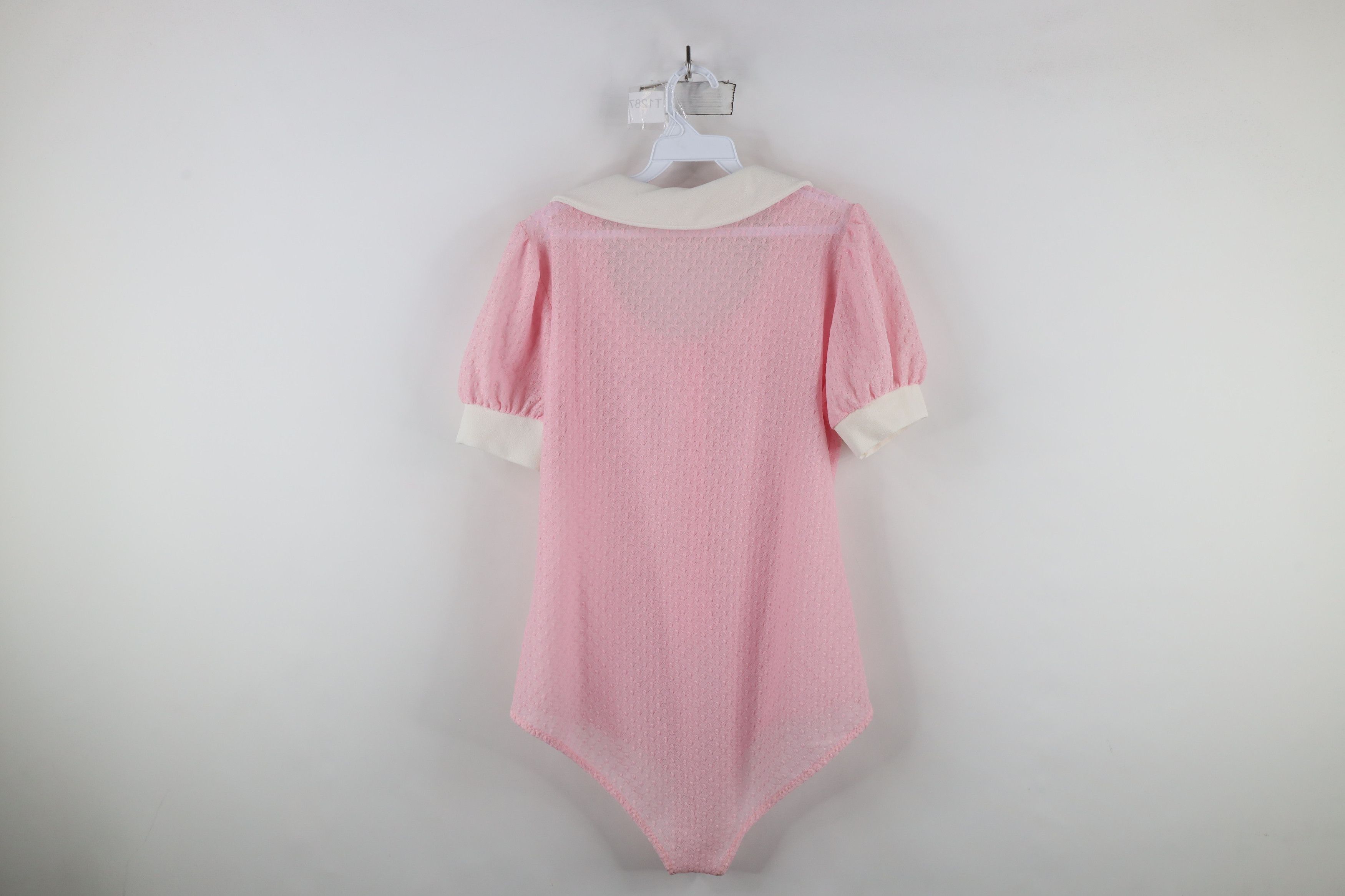 Vintage Vintage 60s 70s Rockabilly Collared Body Suit Pink USA Size L / US 10 / IT 46 - 10 Thumbnail