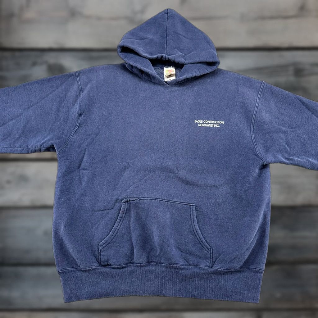 Fruit Of The Loom VINTAGE Fruit Of The Loom Hoodie Mens XL Blue Pullover Heavyweight Faded 90s Size US XL / EU 56 / 4 - 1 Thumbnail