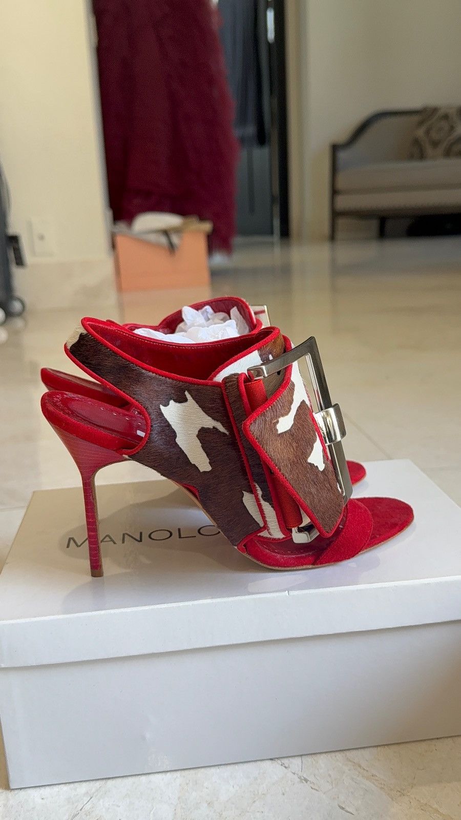 Manolo Blahnik Manolo Blahnik Cow Hide heels Size US 9 / IT 39 - 1 Thumbnail