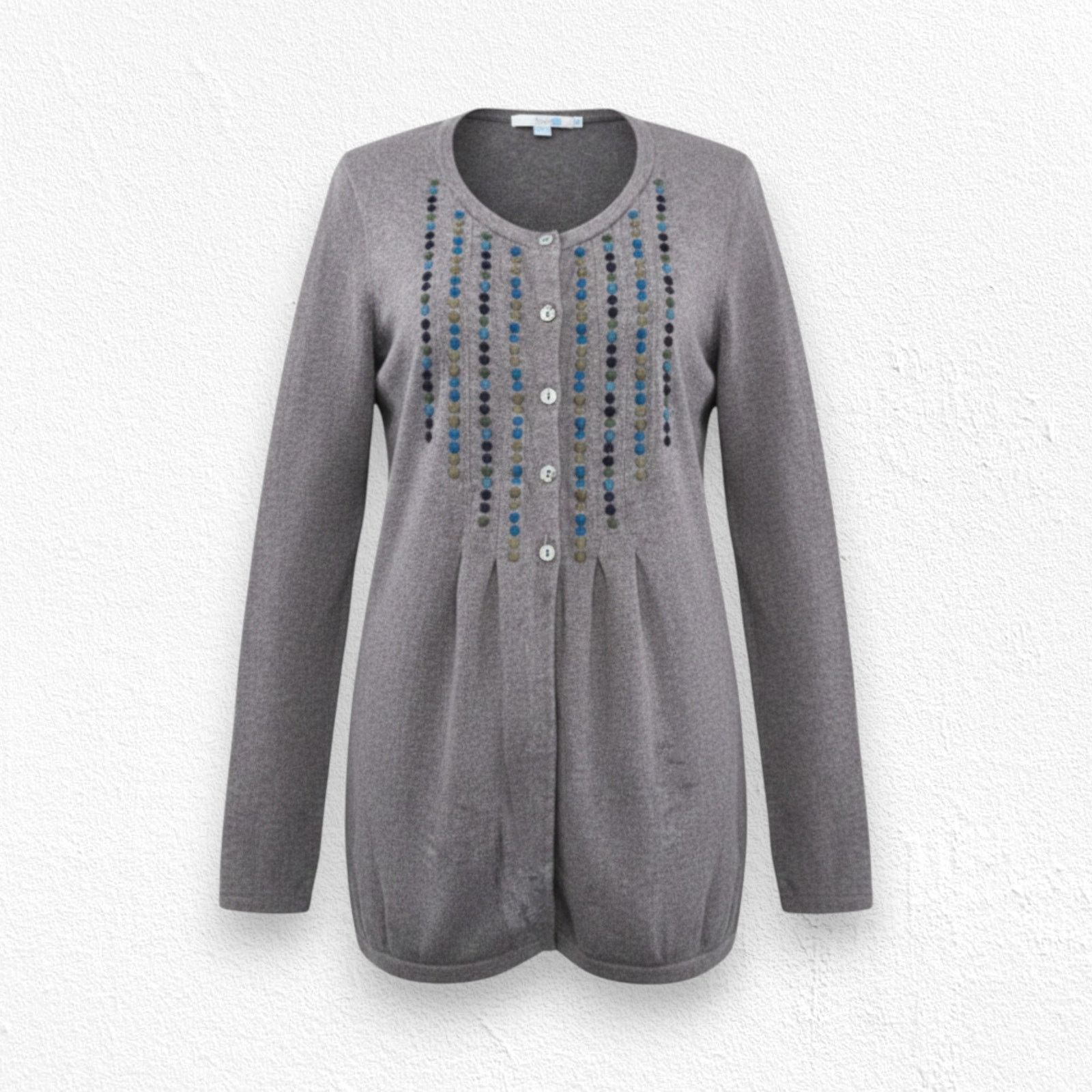 Boden Boden Embroidered Greige Cardigan Size 6 Size M / US 6-8 / IT 42-44 - 1 Thumbnail