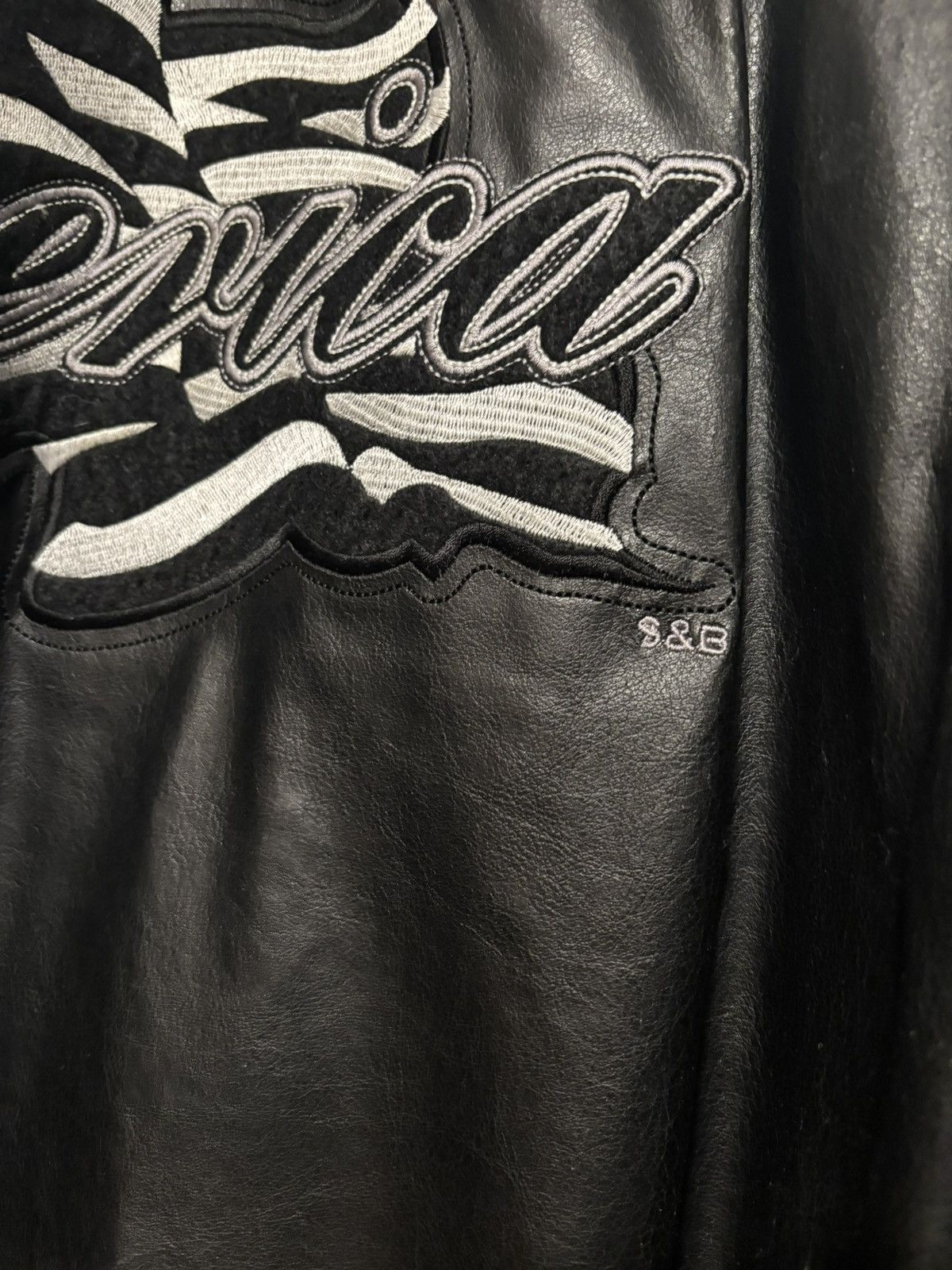 Steve And Barrys × Vintage Vintage Steve & Barry’s Black America Leather Varsity Jacket Size US L / EU 52-54 / 3 - 5 Thumbnail