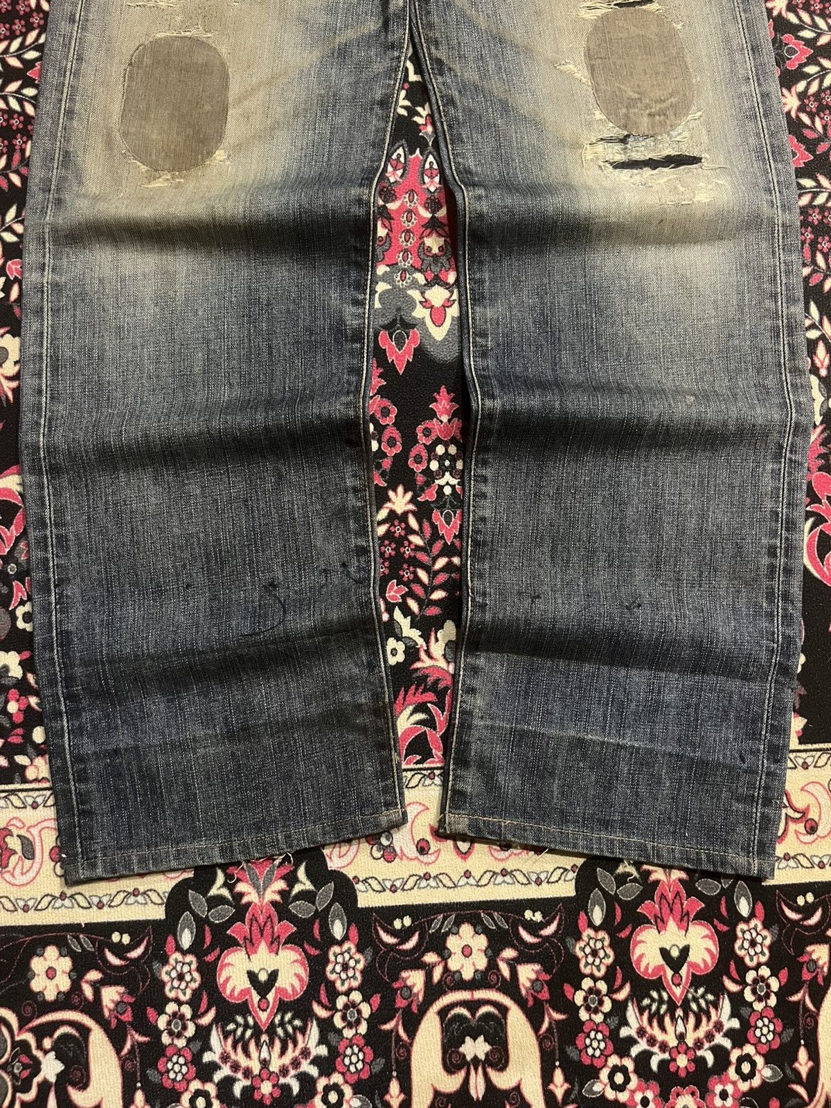 Kapital ⚡️Distressed⚡️Vintage Edwin 503w Blue Washed Ripped Patch Jean Size US 28 / EU 44 - 11 Thumbnail