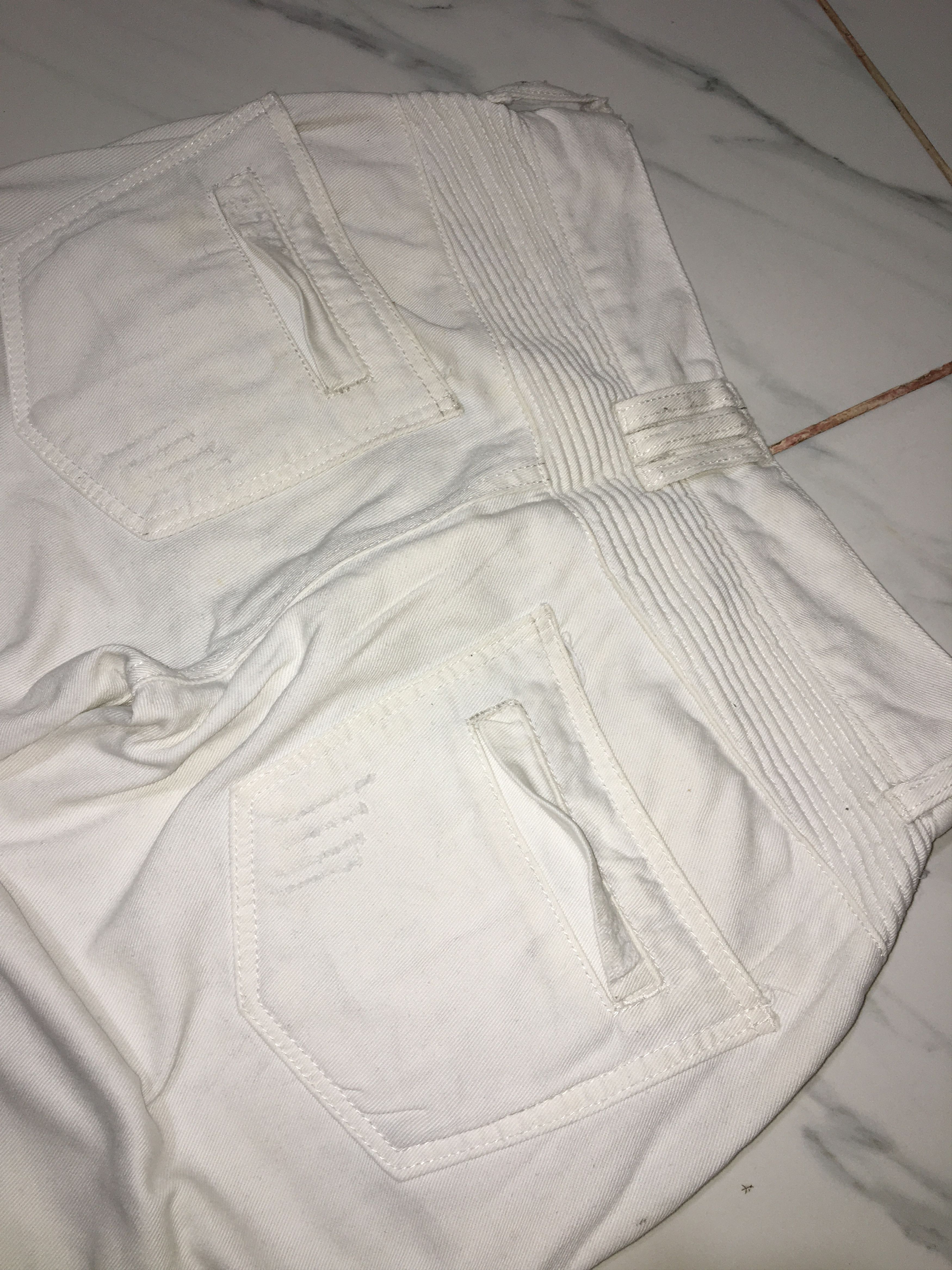 In The Attic In The Attic Biker White Denim Pants Size US 29 - 6 Thumbnail