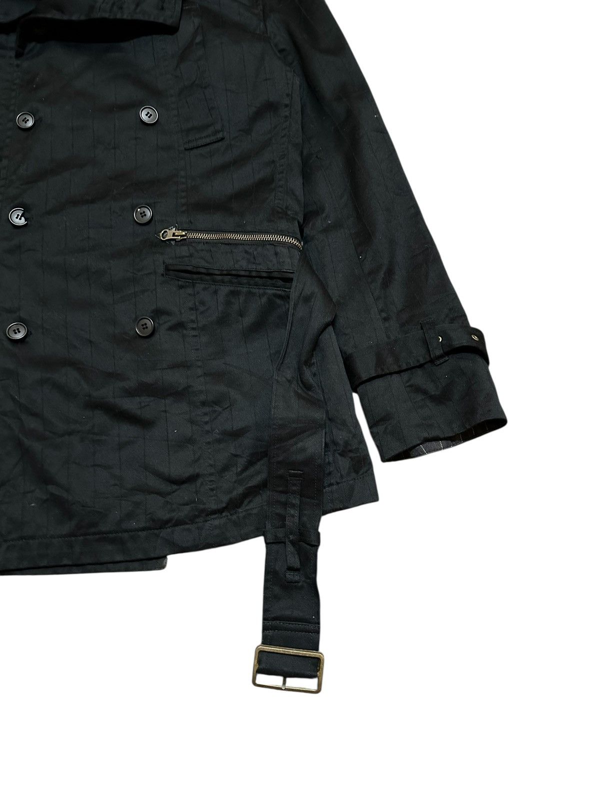 Seditionaries PPFM Black Belted Military Peacoat Jacket Double Breasted Size L / US 10 / IT 46 - 6 Thumbnail