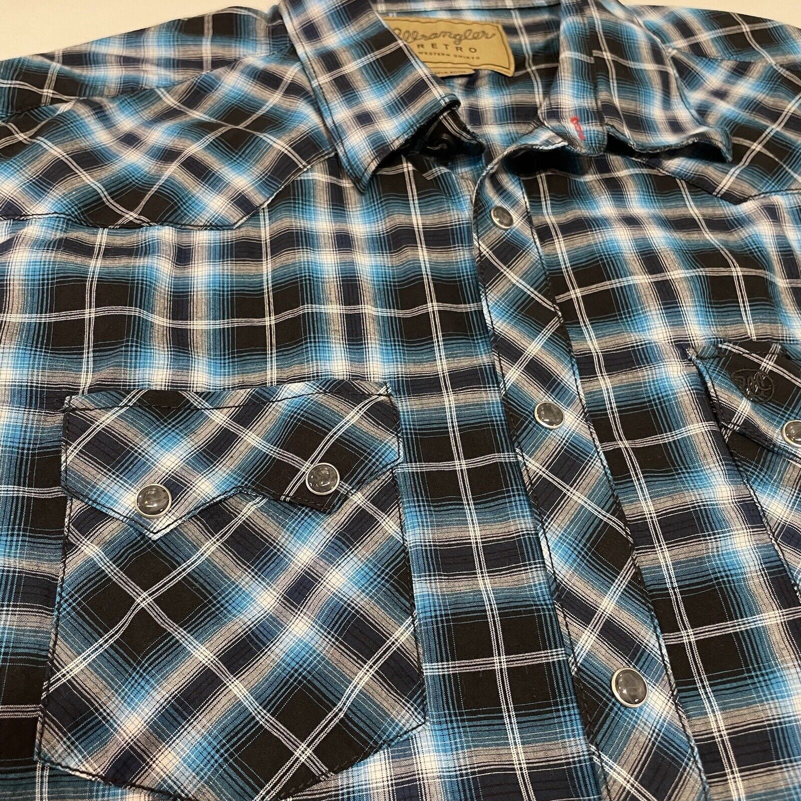 Wrangler VTG Wrangler Retro Men’s Pearl Snap Shirt Plaid Blue XL Size US XL / EU 56 / 4 - 4 Thumbnail