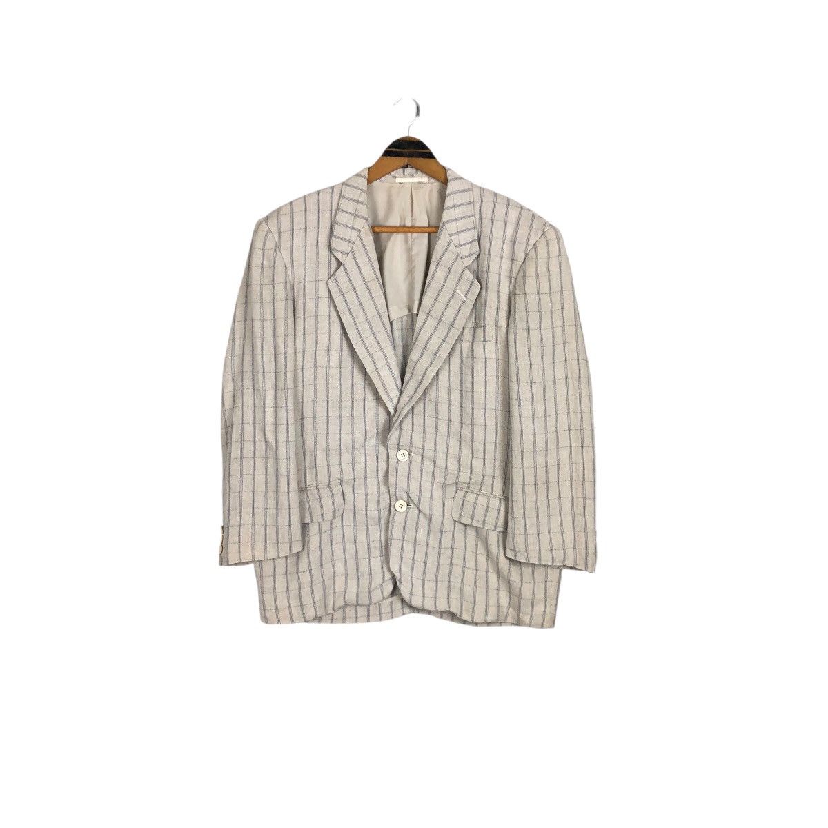 Comme des Garcons Homme Vintage Comme Des Garcons Homme S/S 1991 Linen Plaid Blazer Size US S / EU 44-46 / 1 - 2 Thumbnail