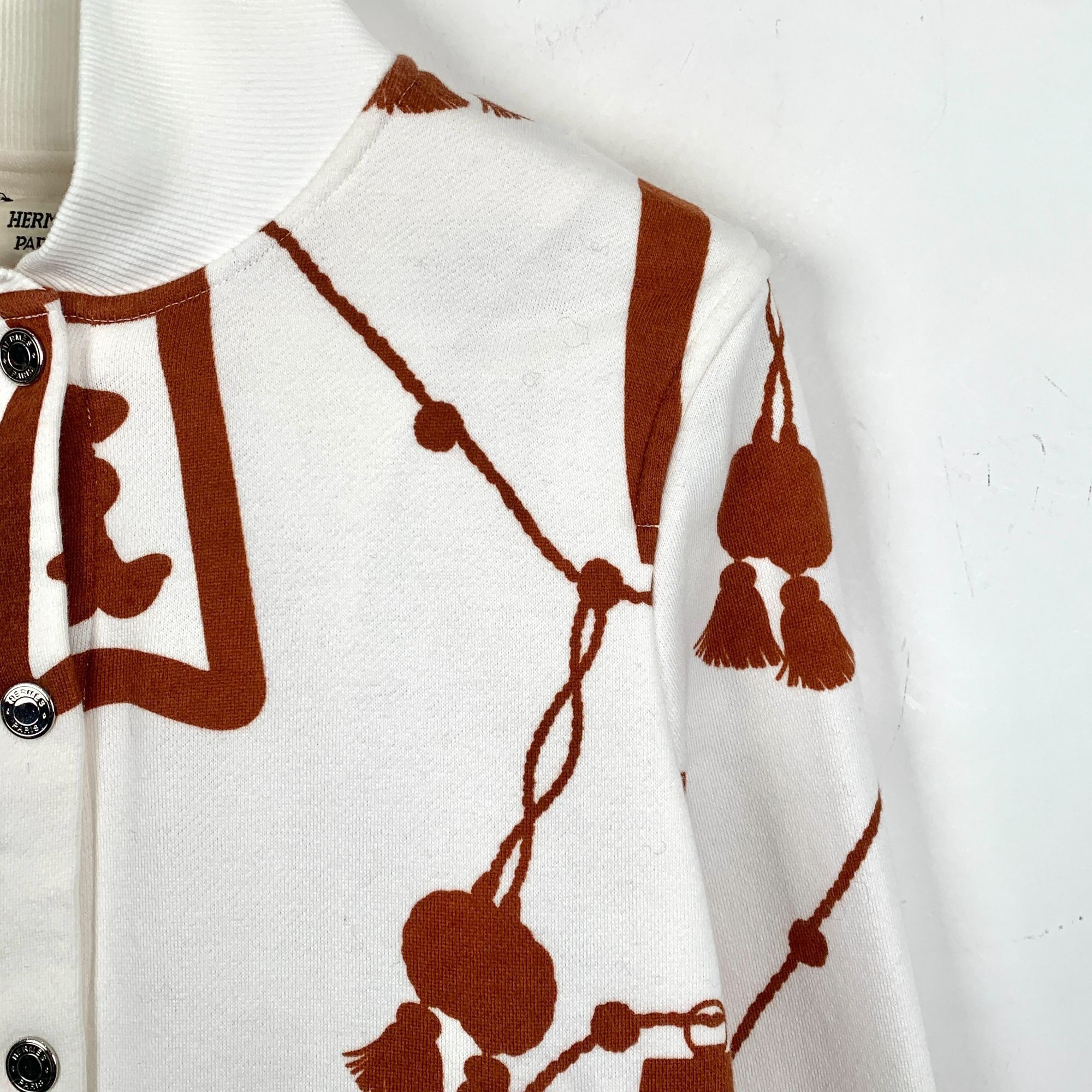 Hermes Hermès White Lantern Print Cotton Stand Collar Zip-Up Jacket Size XXS / US 00 / IT 34 - 6 Thumbnail