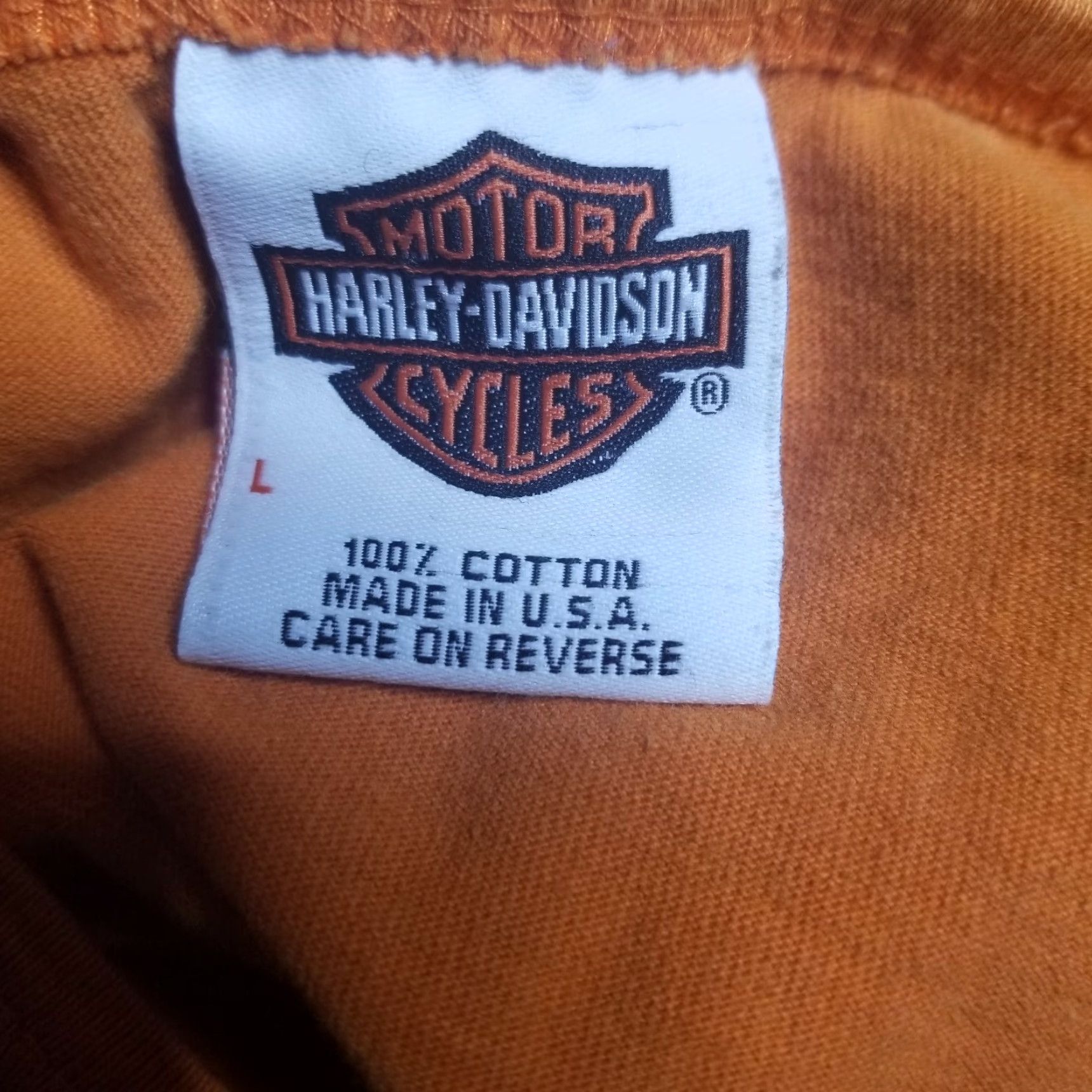 Harley Davidson VINTAGE Harley-Davidson Graphic Tank Top Large Orange Double-Sided USA 2000s Mens Biker Size US L / EU 52-54 / 3 - 4 Thumbnail