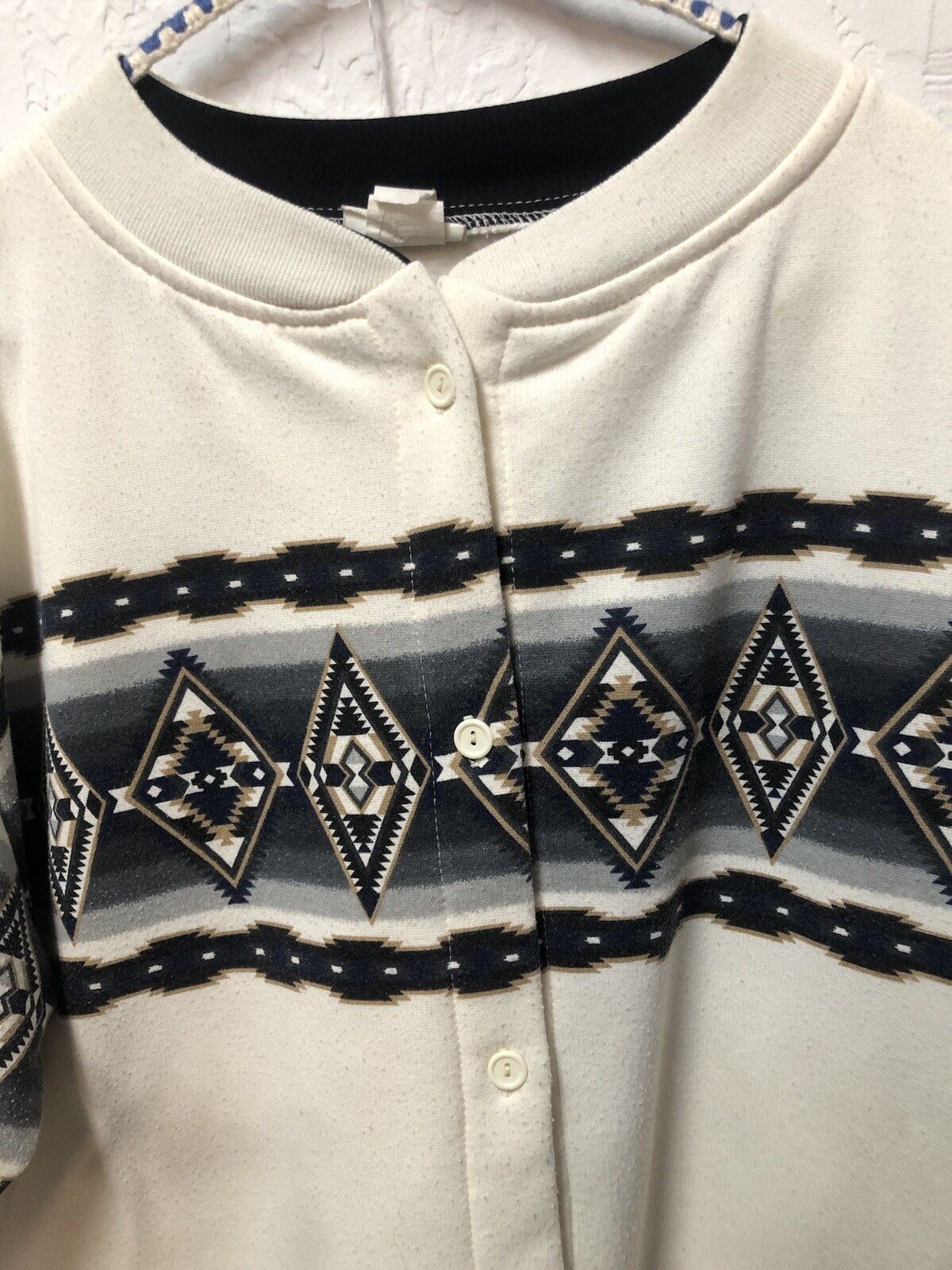 Vintage Aztec Button Sweatshirt Cardigan Made USA Pockets 90s Large Size US L / EU 52-54 / 3 - 2 Thumbnail