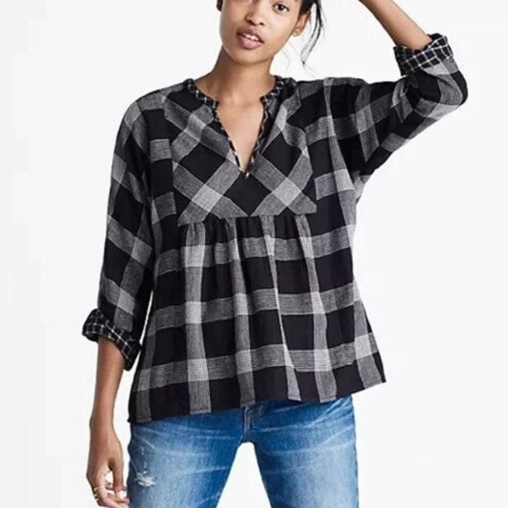 Madewell Madewell l Plaid Babydoll Top XS Size XS / US 0-2 / IT 36-38 - 1 Thumbnail