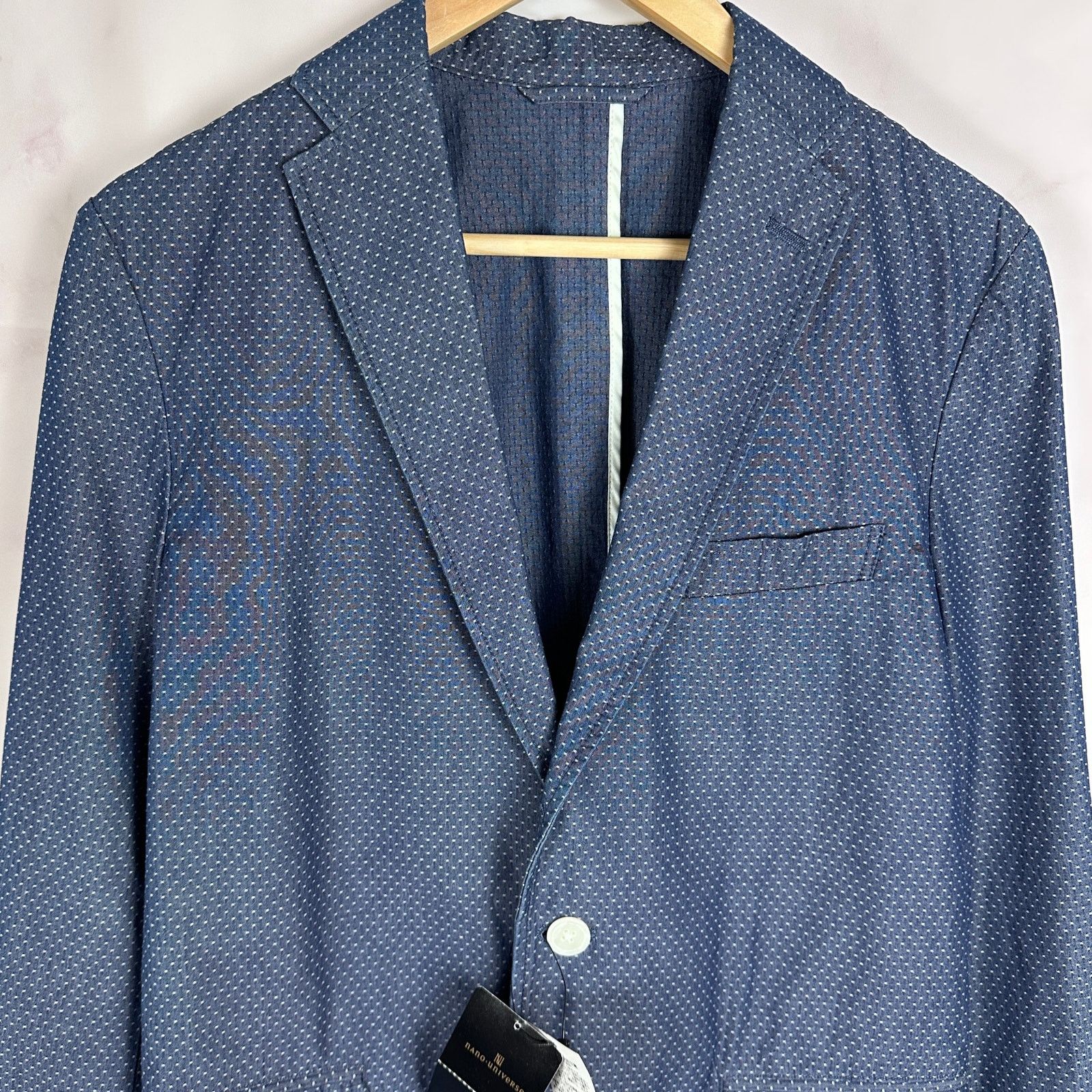 NANO universe Library Tokyo Blue Polka Dot Blazer Size 38R - 2 Thumbnail