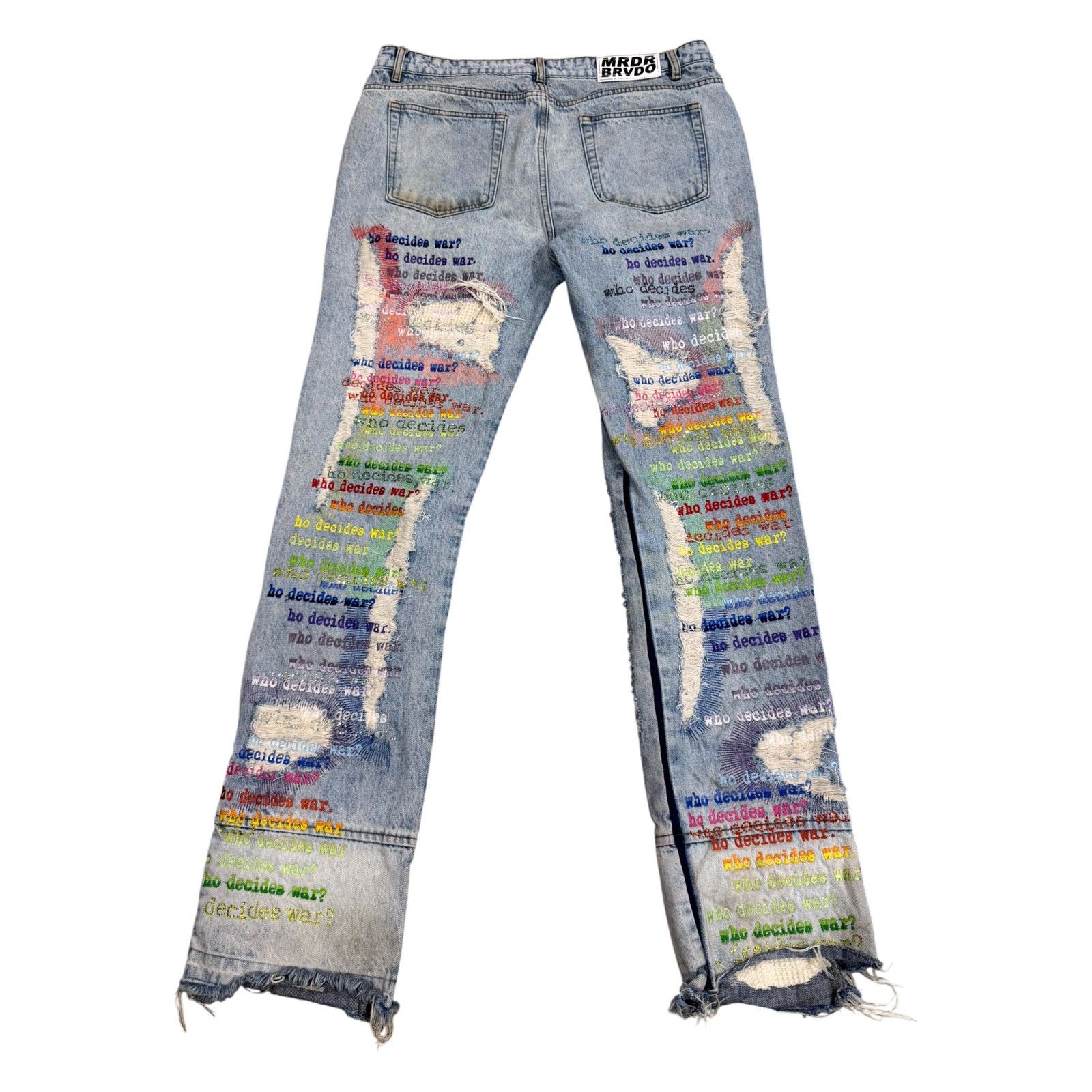 Who Decides War Who Decides War Scripture Light Wash & Rainbow Jeans Size US 38 / EU 54 - 2 Thumbnail