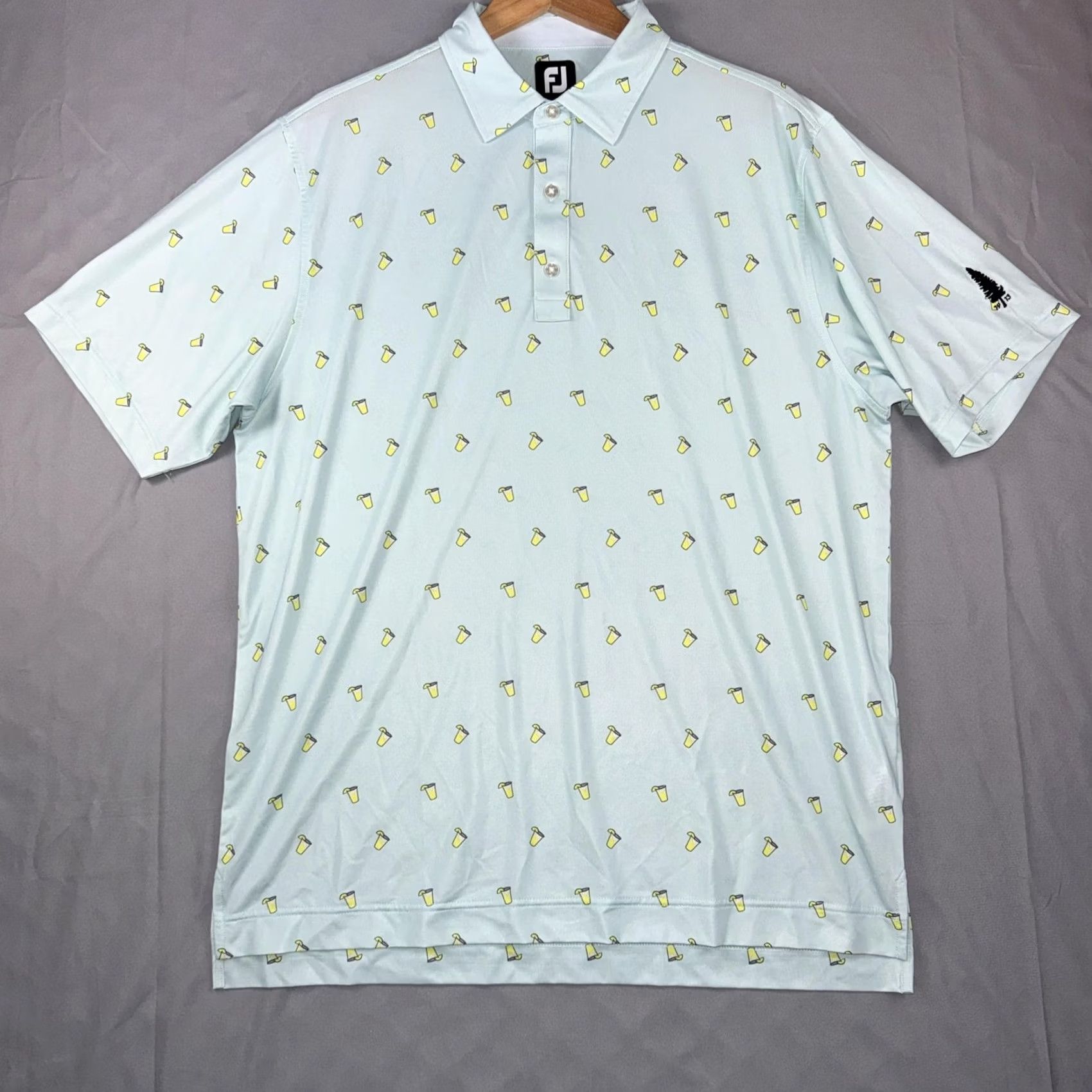 Footjoy FootJoy Polo Shirt Mens Large Blue Lemonade Drink Print Golf Performance Stretch Size US L / EU 52-54 / 3 - 2 Thumbnail