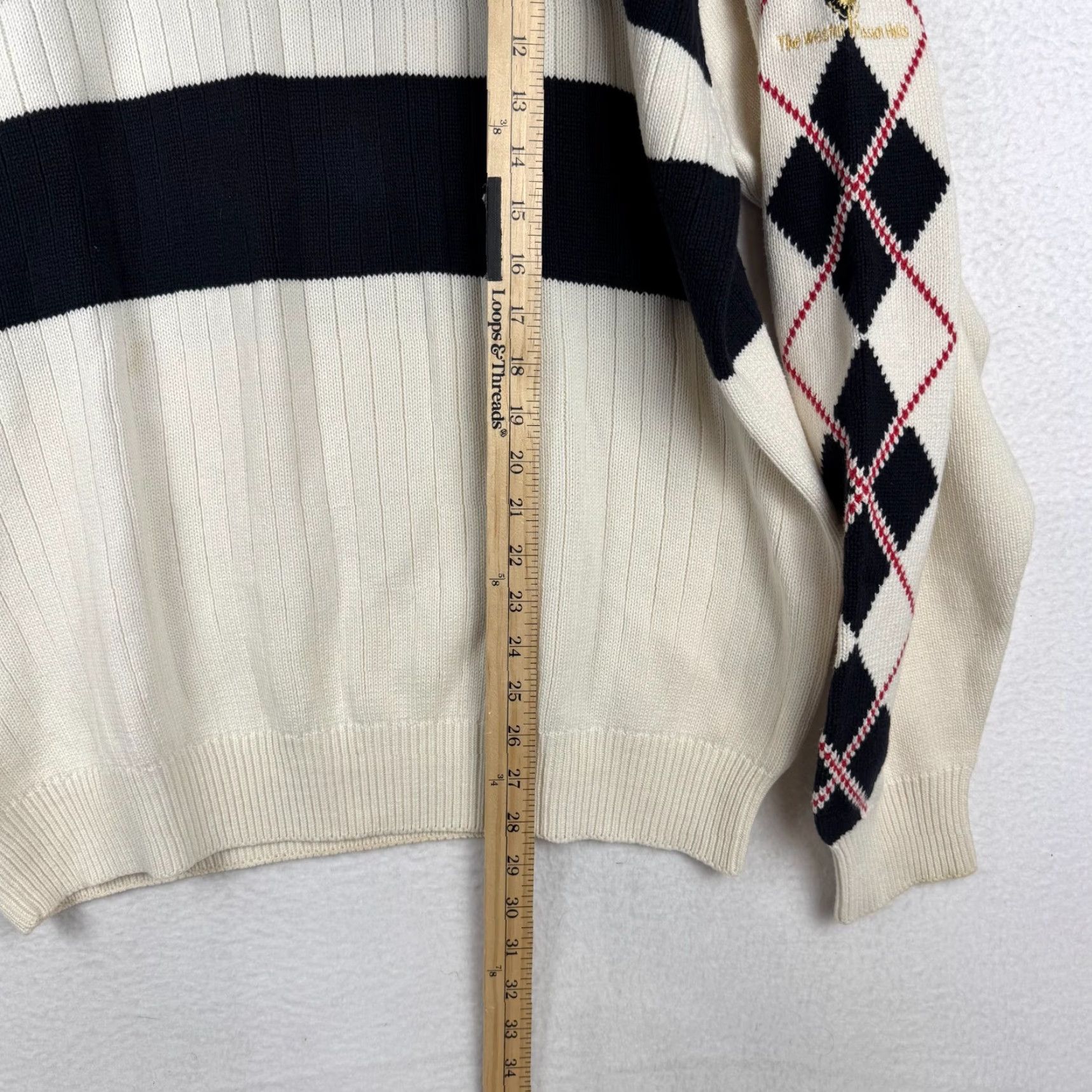 Tommy Hilfiger VINTAGE Tommy Hilfiger Golf Sweater Men's XL Striped Argyle Knit Crew Neck Pullover Size US XL / EU 56 / 4 - 7 Thumbnail