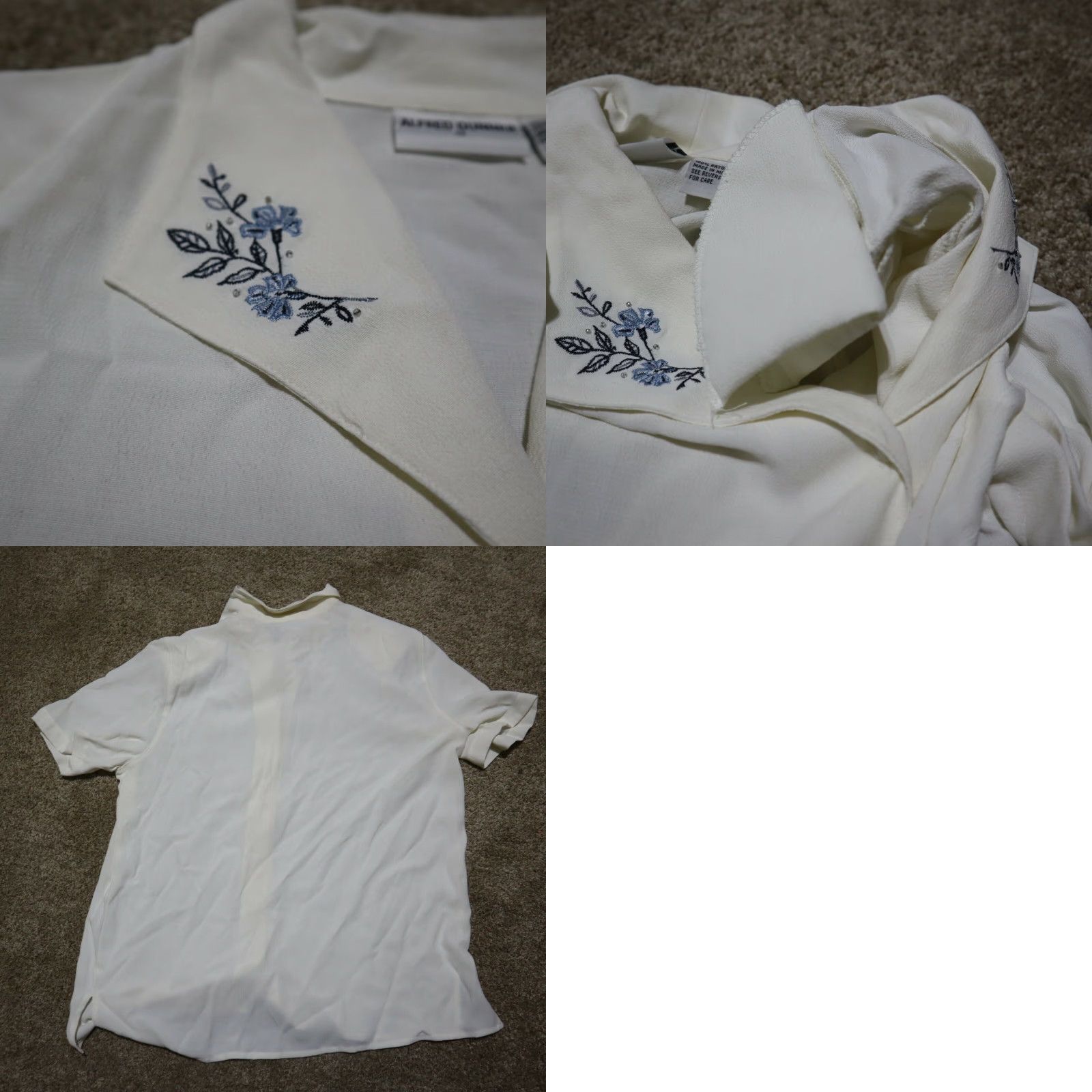 Vintage Alfred Dunner Shirt Womens Adult Size 12 White Embroidered Padded Short Sleeve Button Down Casual Size XL / US 12-14 / IT 48-50 - 8 Thumbnail
