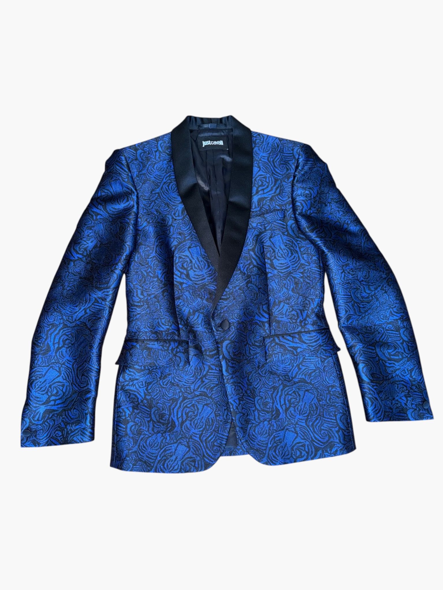 Just Cavalli 💎 Just Cavalli - Blue Embroidered Luxury Stand-Out Blazer Size 48R - 6 Thumbnail