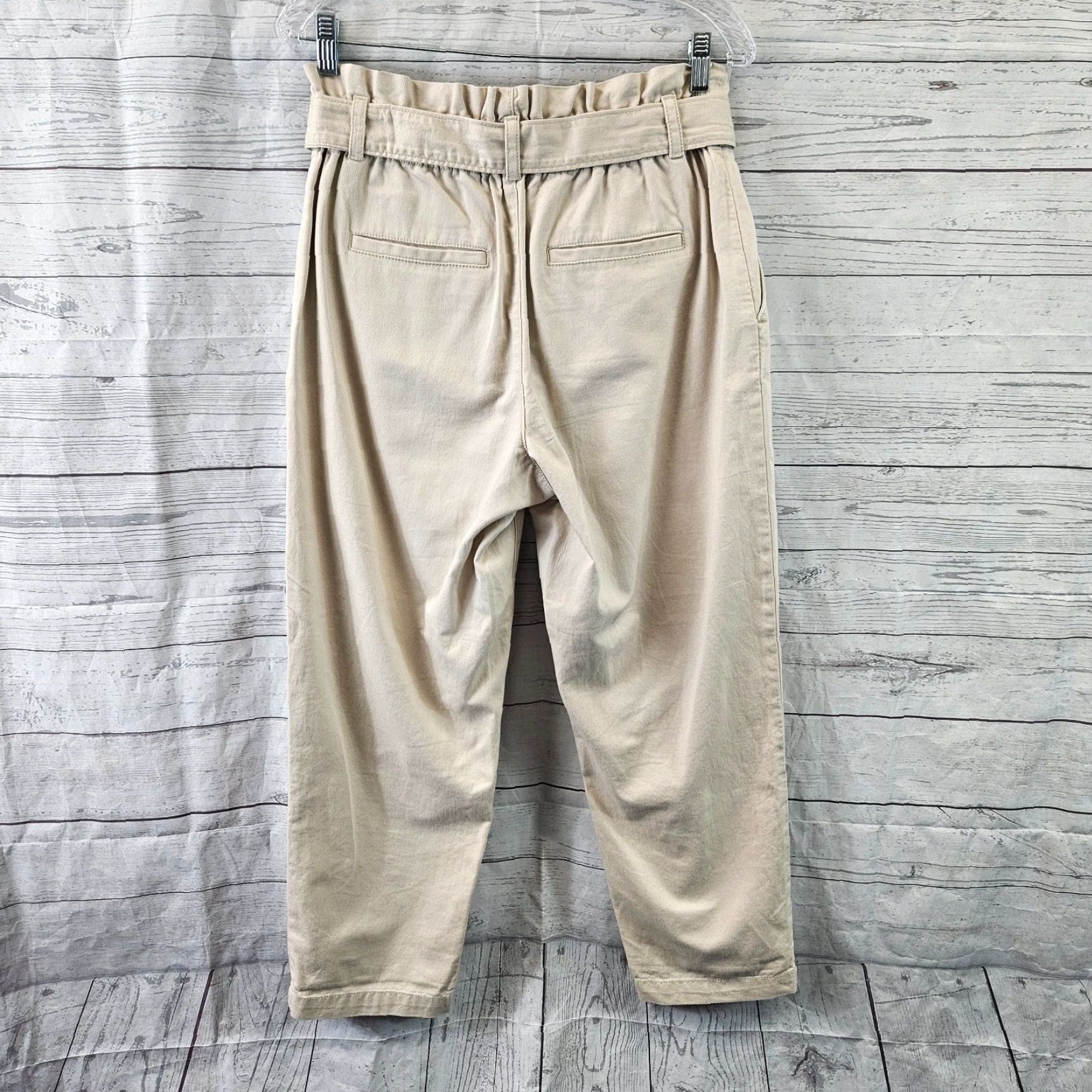 Loft Ann Taylor LOFT Womens Ankle Pants Sz 6 Beige High Rise Tie Waist Size 28" / US 6 / IT 42 - 3 Thumbnail