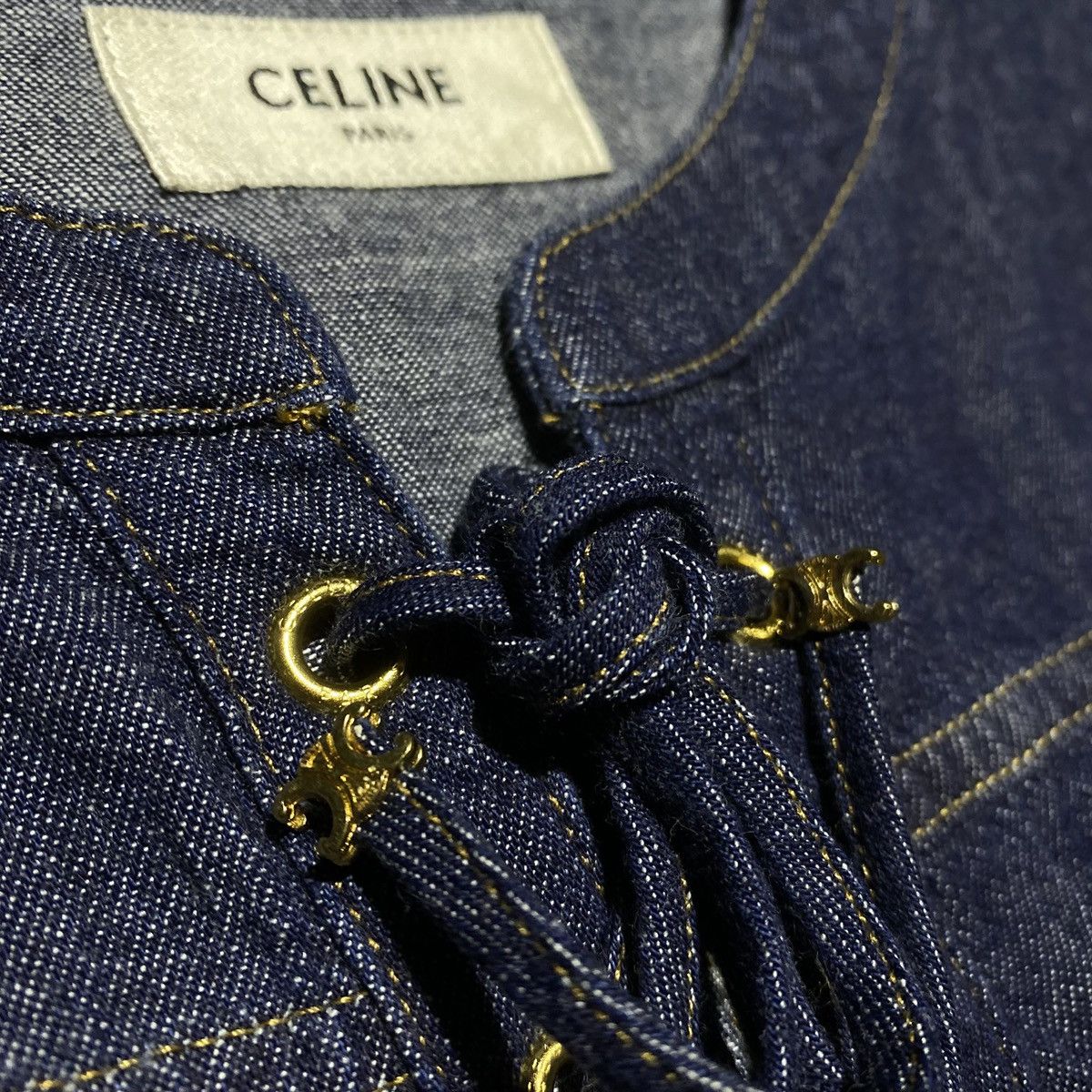 Celine Celine - Denim Lace-Up Dress Size M / US 6-8 / IT 42-44 - 4 Thumbnail